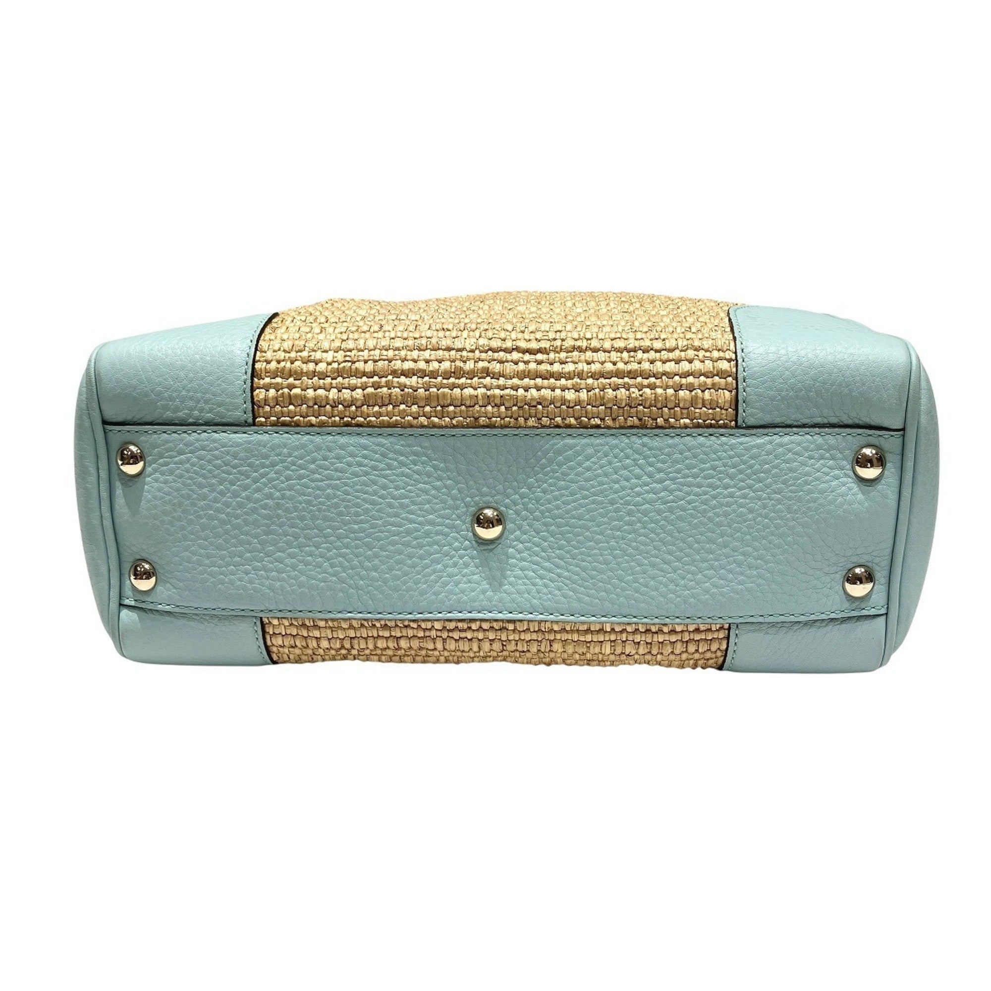 Gucci Bamboo Straw Leather Shoulder Bag (Pre-Owned)