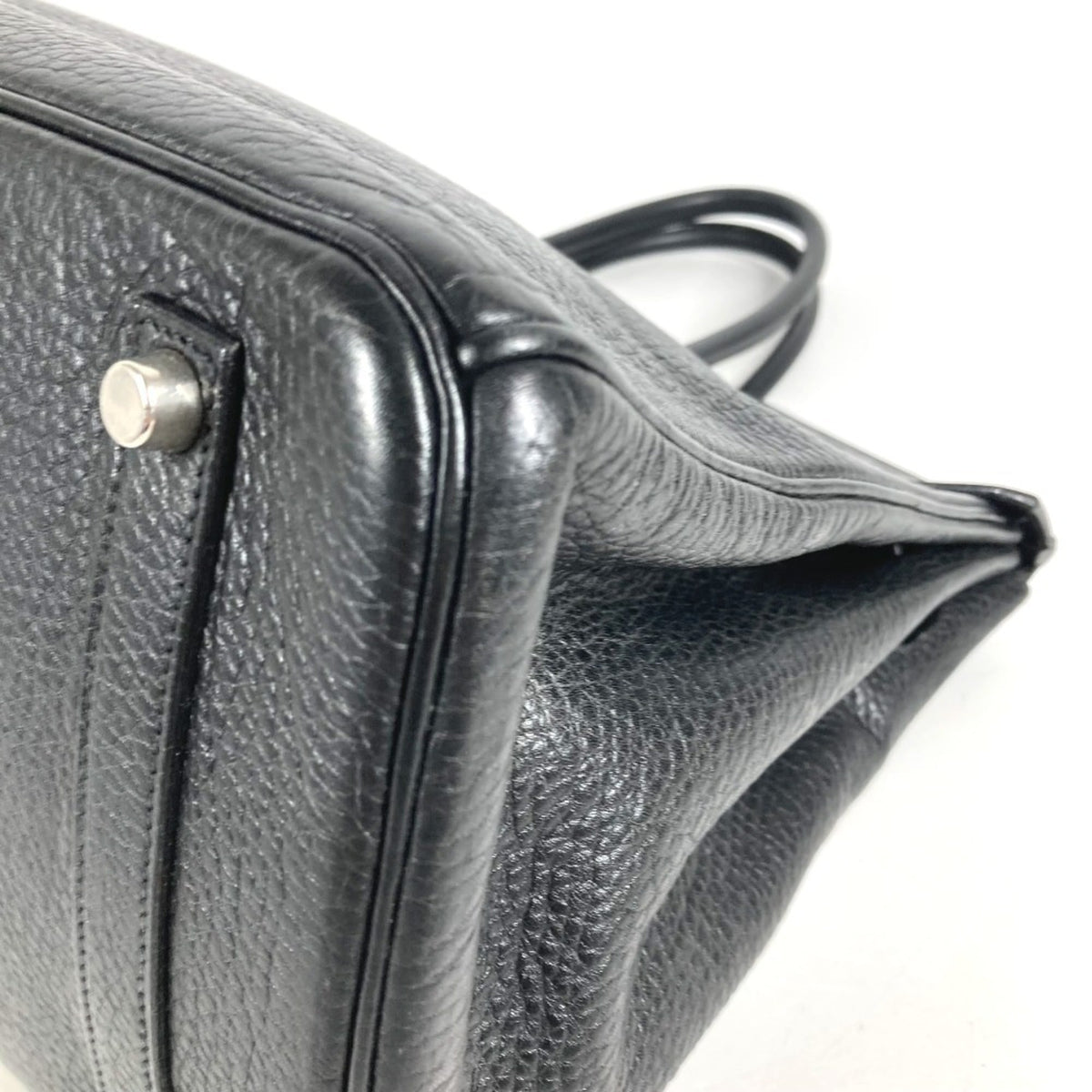 Hermes Black Leather Handbag Tote Bag (Pre-Owned)