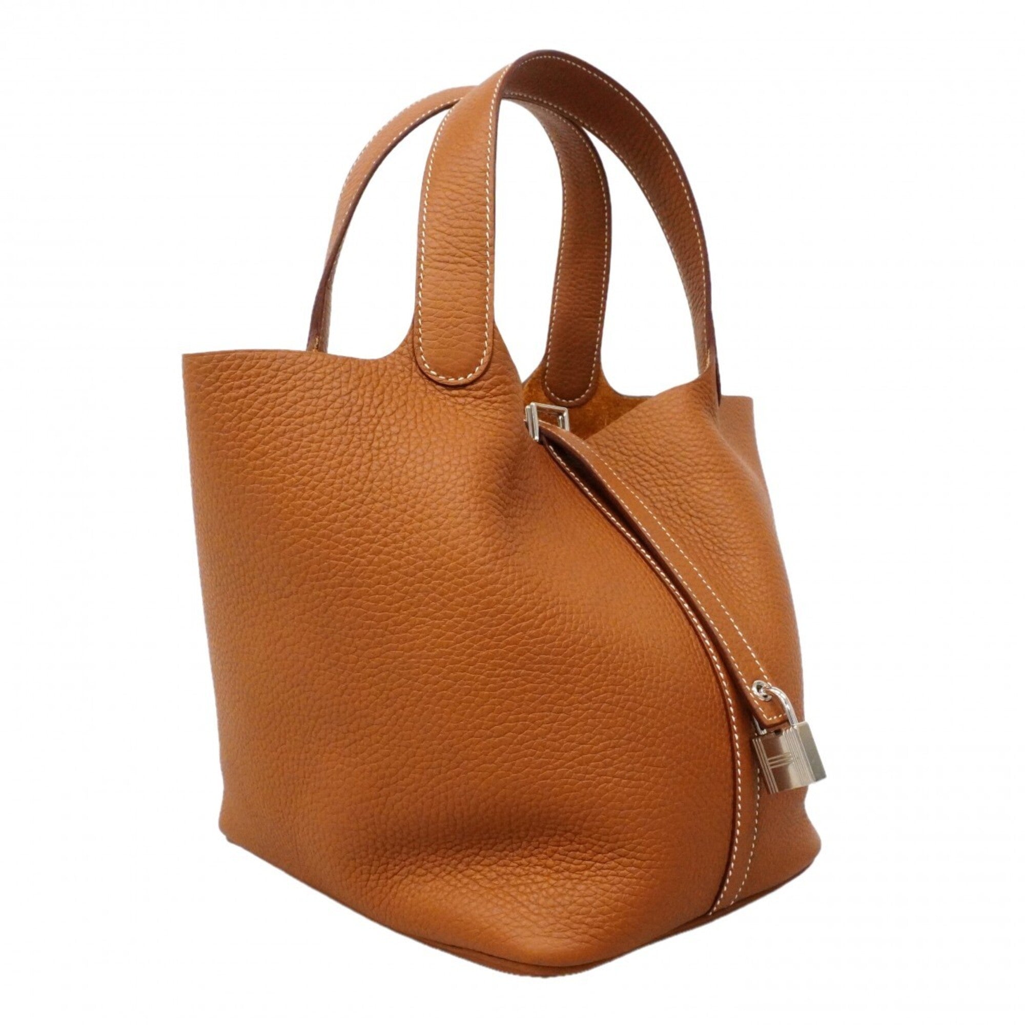 Hermes Gold Taurillon Clemence Leather Handbag (Pre-Owned)