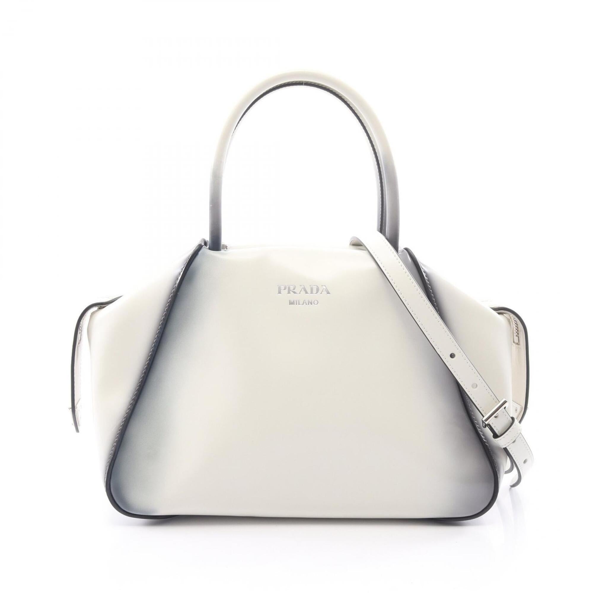 Prada Navy White Leather Handbag (Pre-Owned)