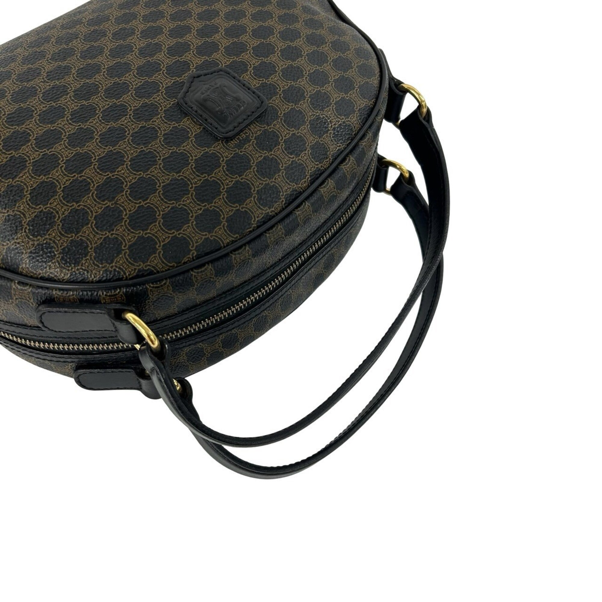 Celine Black Brown Leather Pvc Boston Bag Handbag (Pre-Owned)