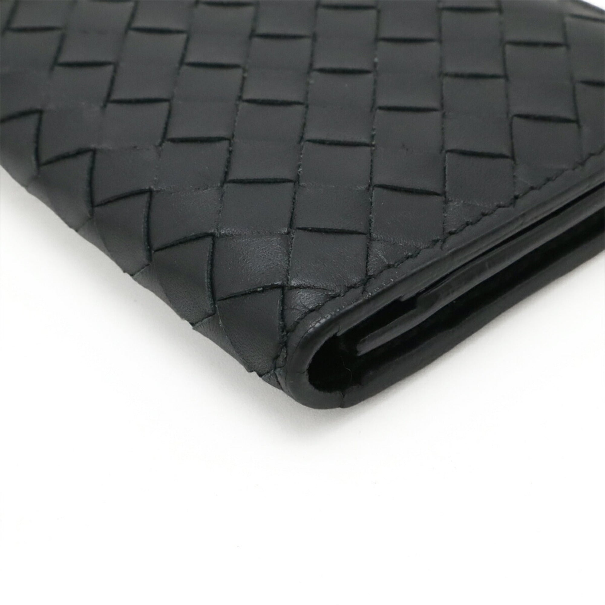 Bottega Veneta Intrecciato Black Leather Long Bill Wallet (Bi-Fold) (Pre-Owned)