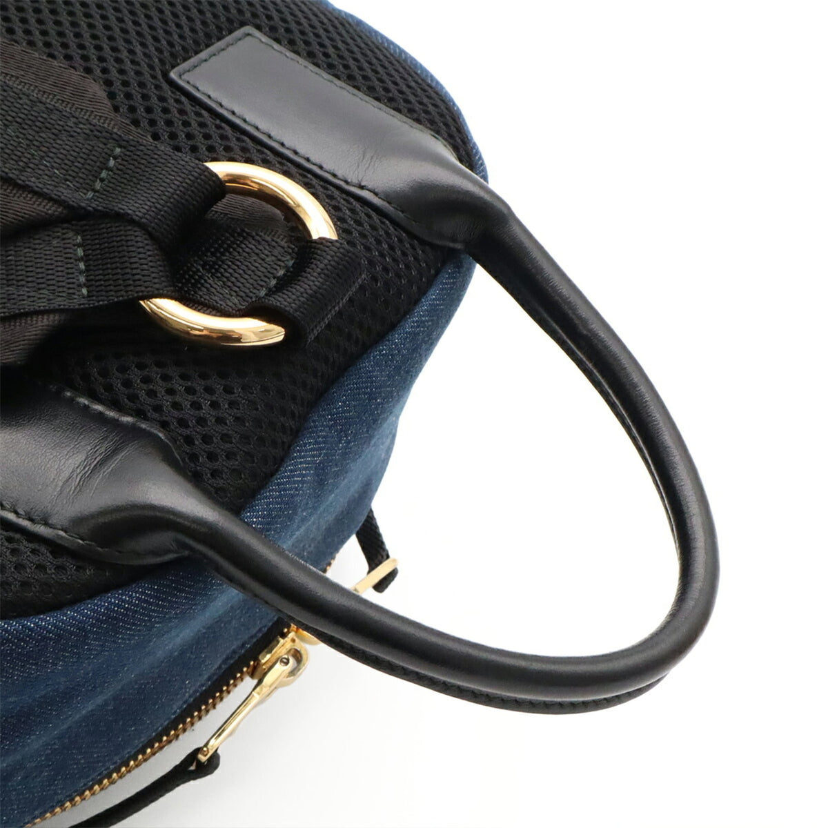 Miu Miu Blue Denim Leather Backpack (Pre-Owned)