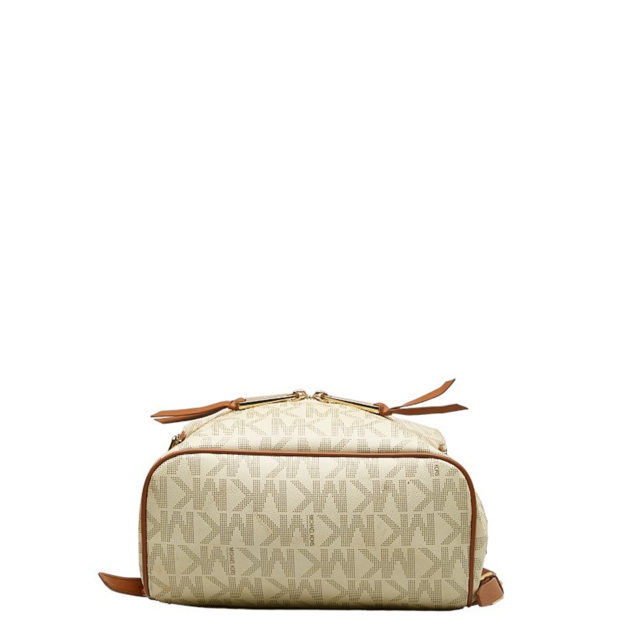 Michael Kors Brown White Pvc Leather Backpack (Pre-Owned)