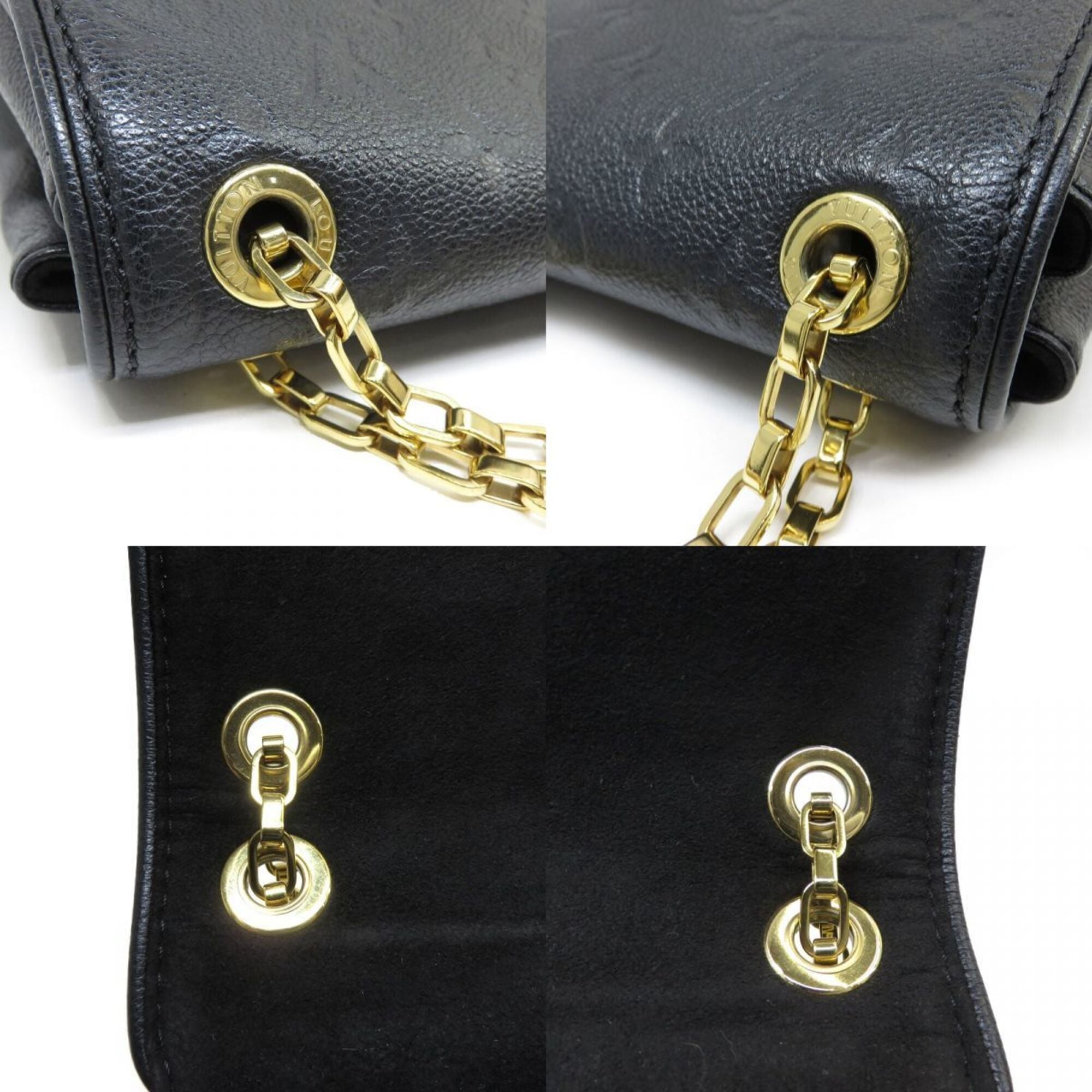 Louis Vuitton Noir Leather Shoulder Bag (Pre-Owned)