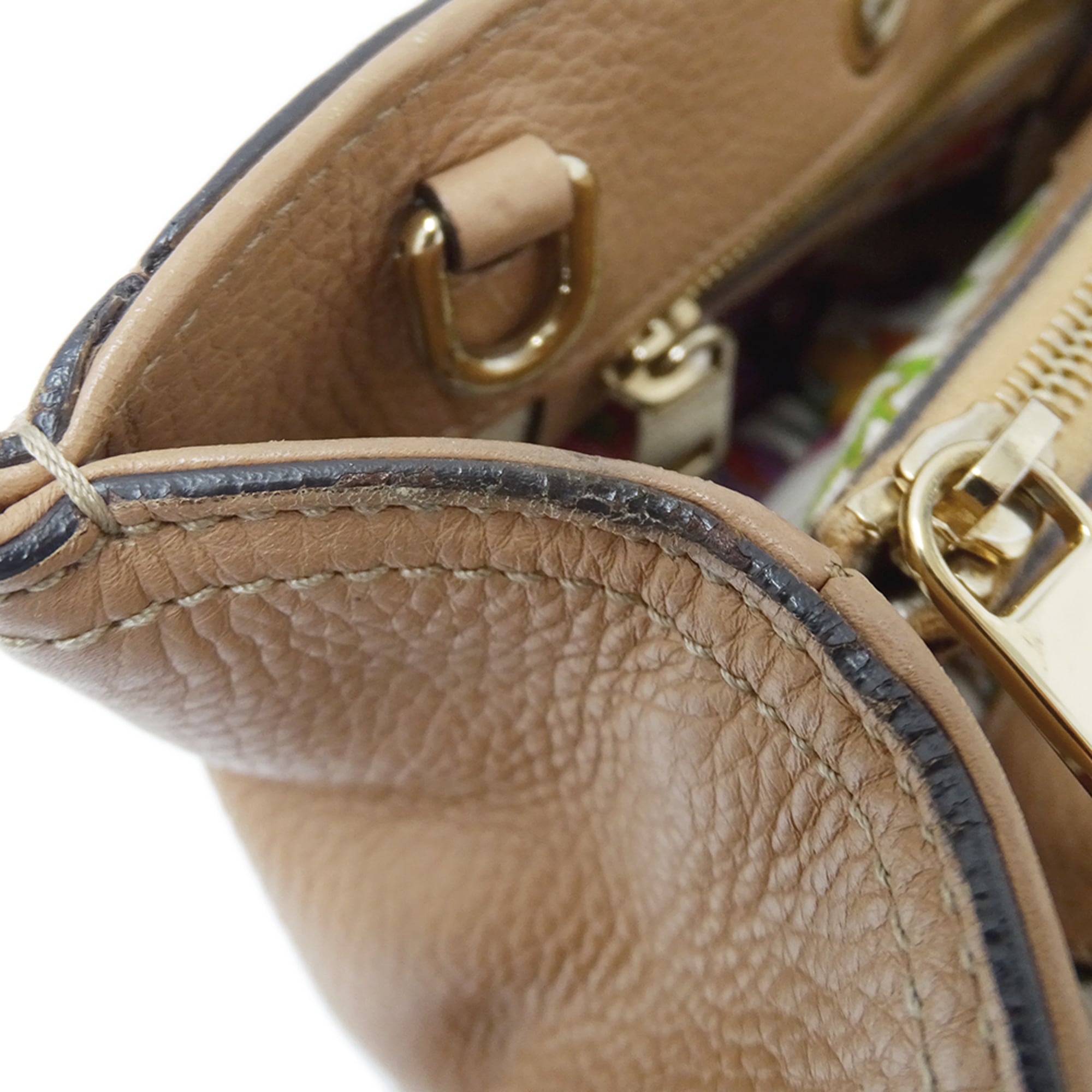 Gucci Beige Leather Handbag Shoulder Bag (Pre-Owned)