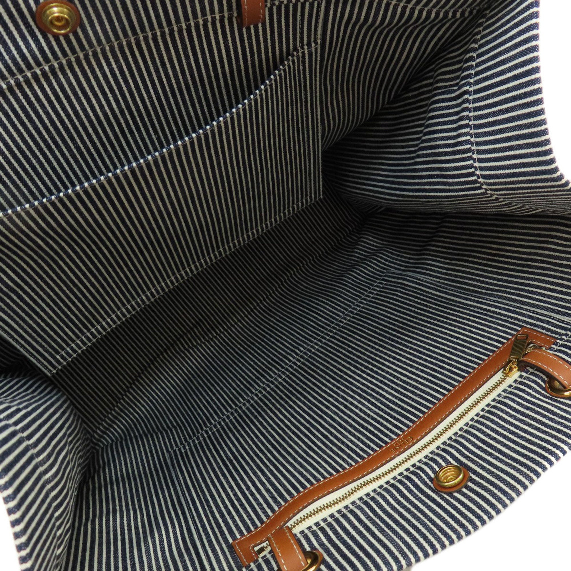 Celine Blue White Canvas Shoulder Bag (Pre-Owned)