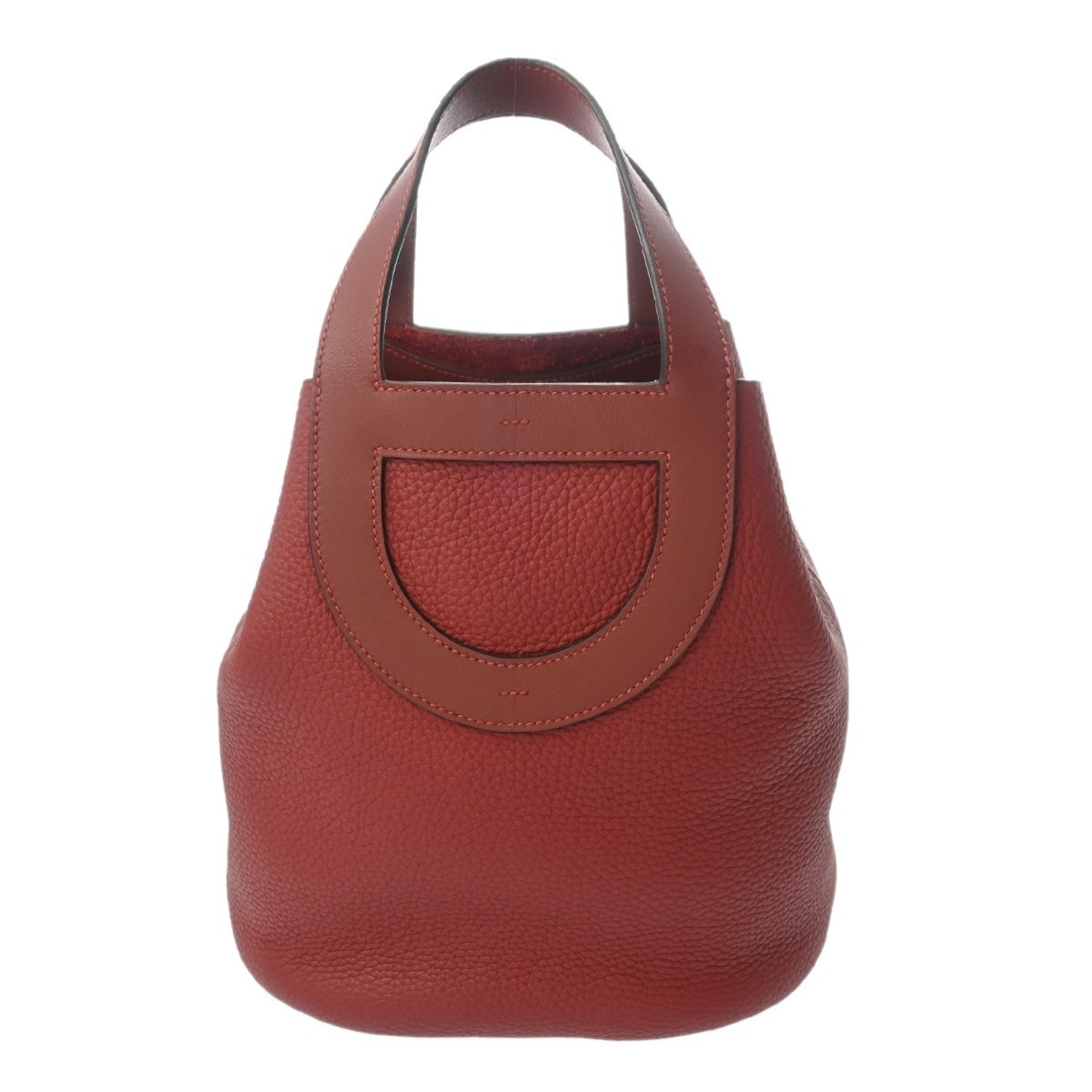 Hermes Rouge H Taurillon Clemence Leather Swift Leather Handbag (Pre-Owned)