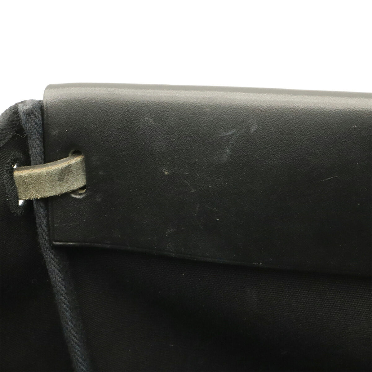 Hermes Black Toile Officier Leather Shoulder Bag Tote Bag (Pre-Owned)