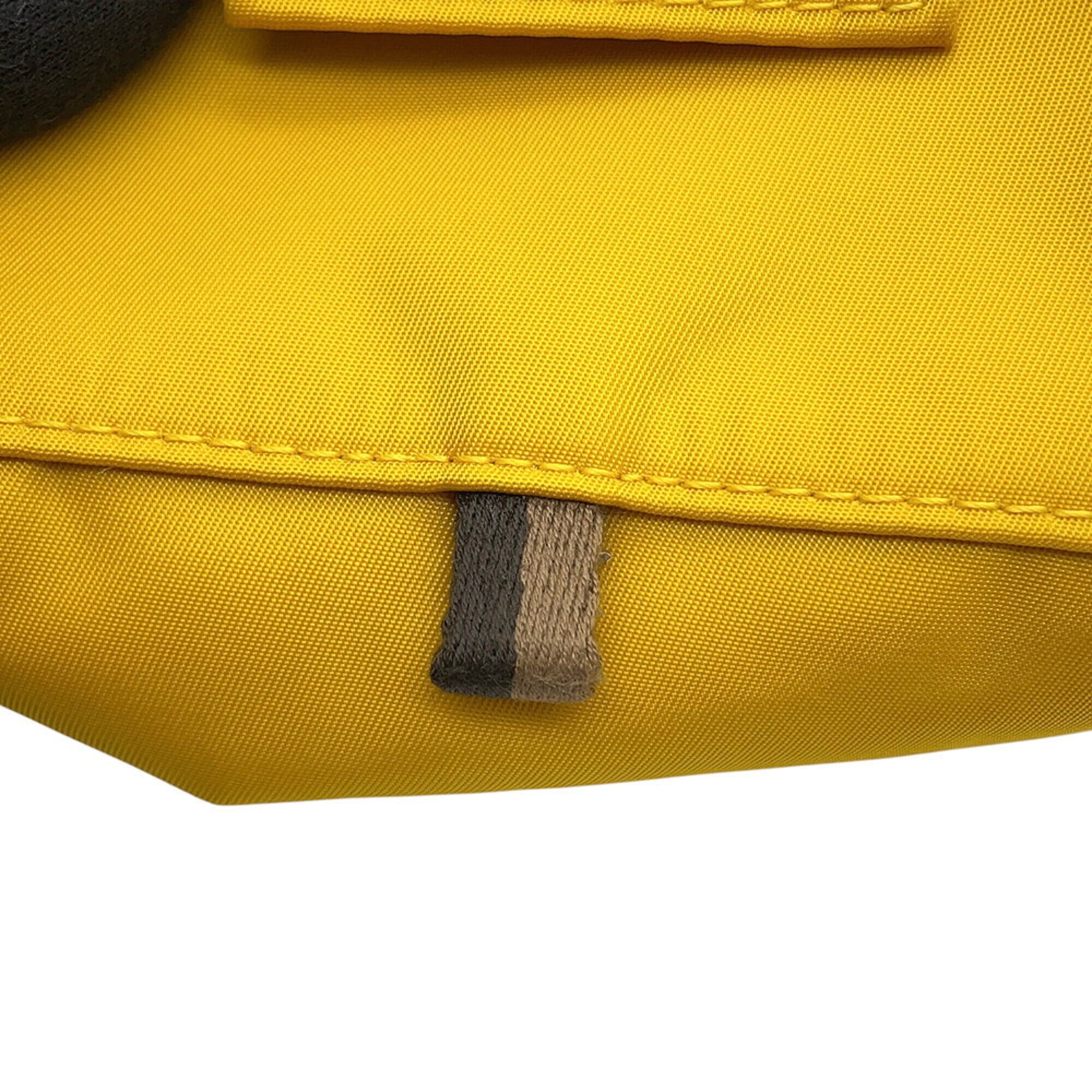 Fendi Yellow Nylon Leather Pouch Shoulder Bag (Pre-Owned)