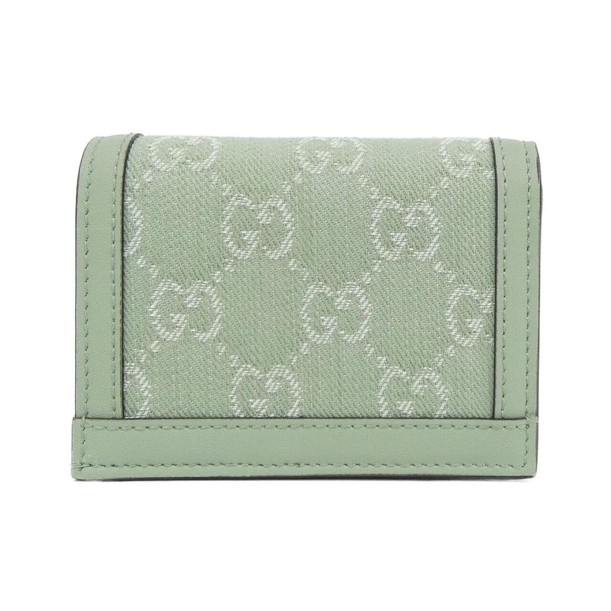 Gucci Green Pale Green Denim Leather Wallet (Bi-Fold) (Pre-Owned)