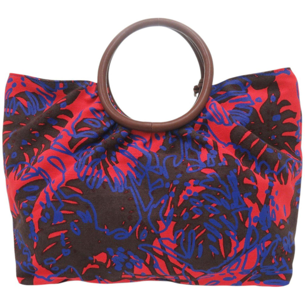 Vivienne Westwood Blue Brown Red Color Canvas Leather Handbag (Pre-Owned)