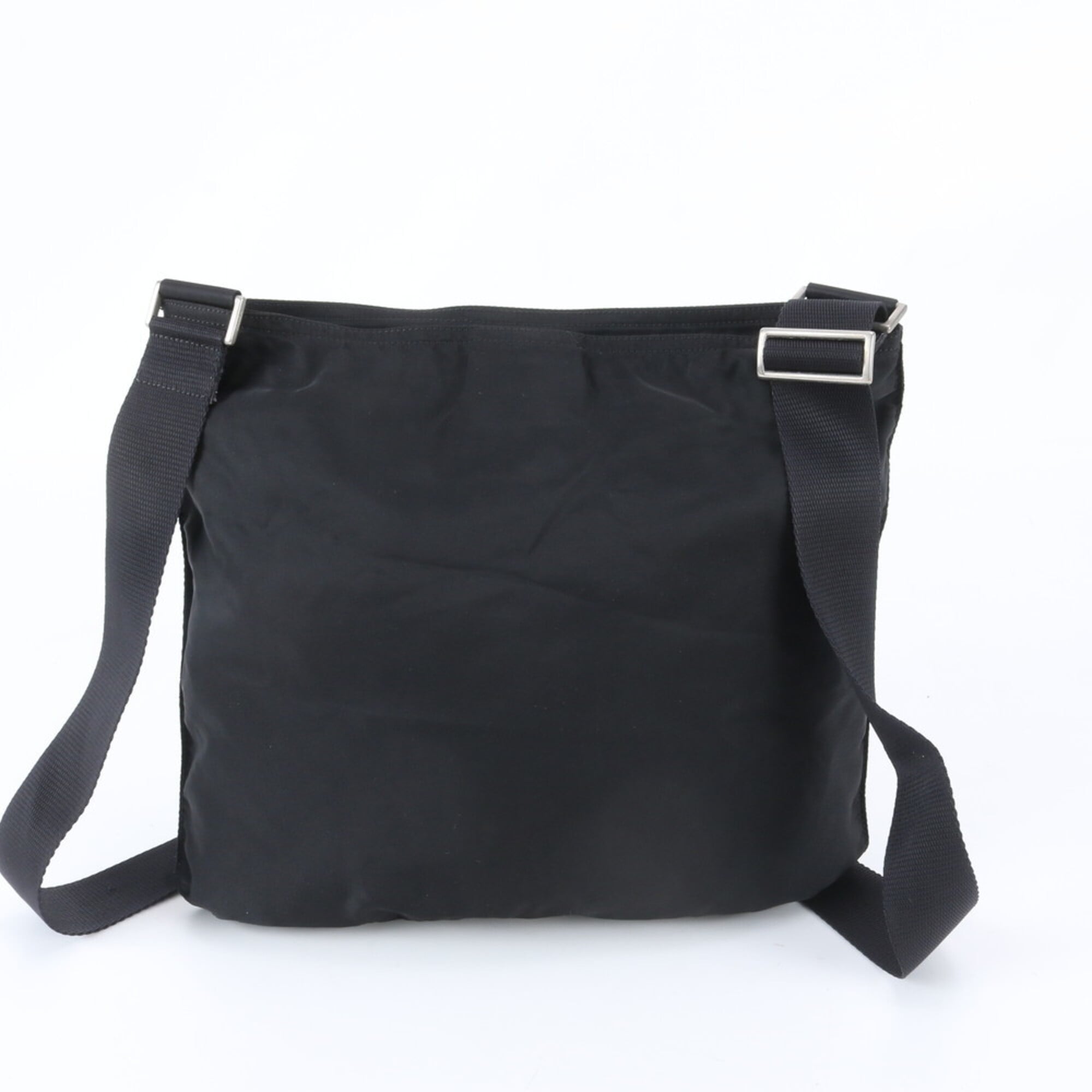 Prada Black Nylon Leather Messenger Bag Shoulder Bag (Pre-Owned)