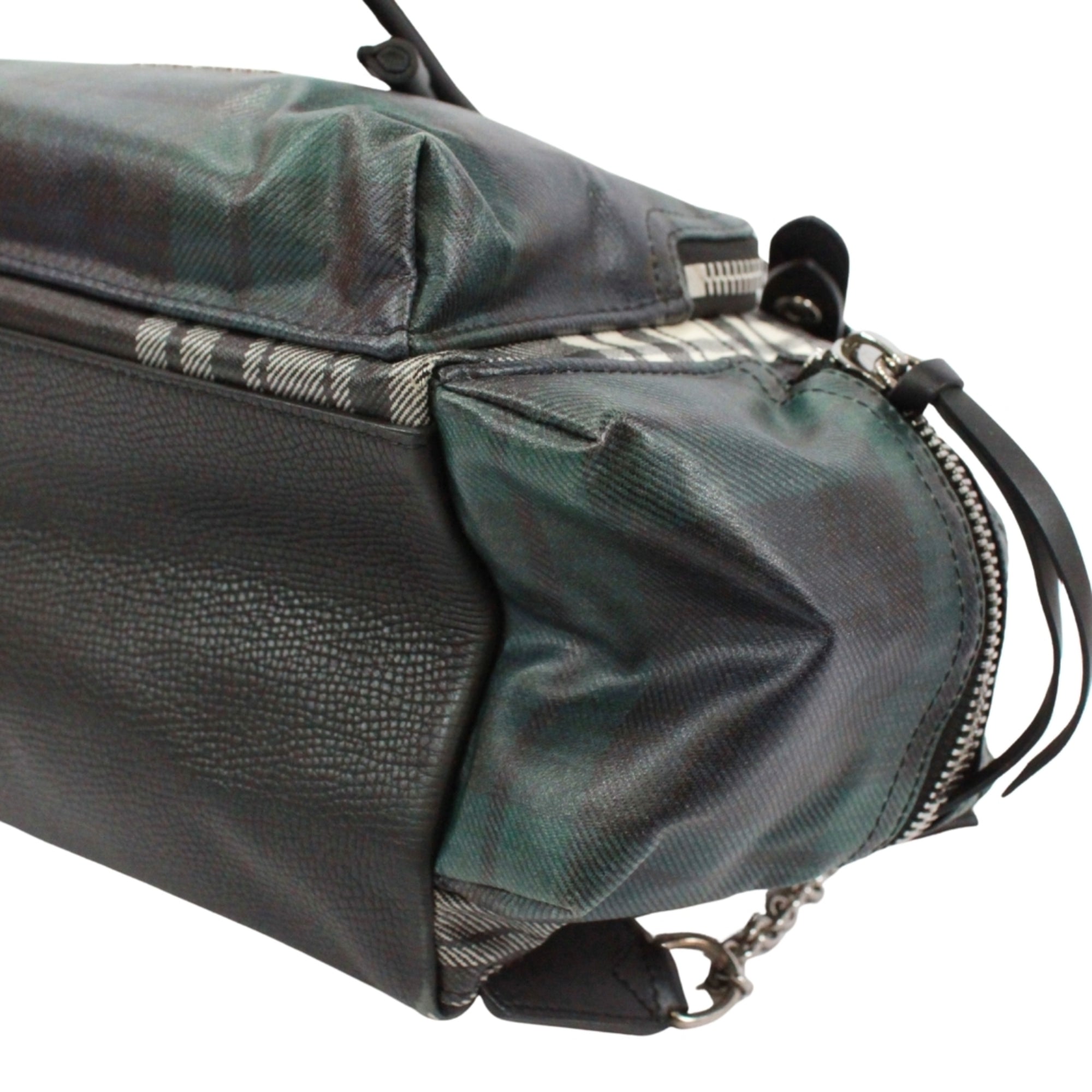 Burberry Black Green Cotton Canvas Backpack (Pre-Owned)
