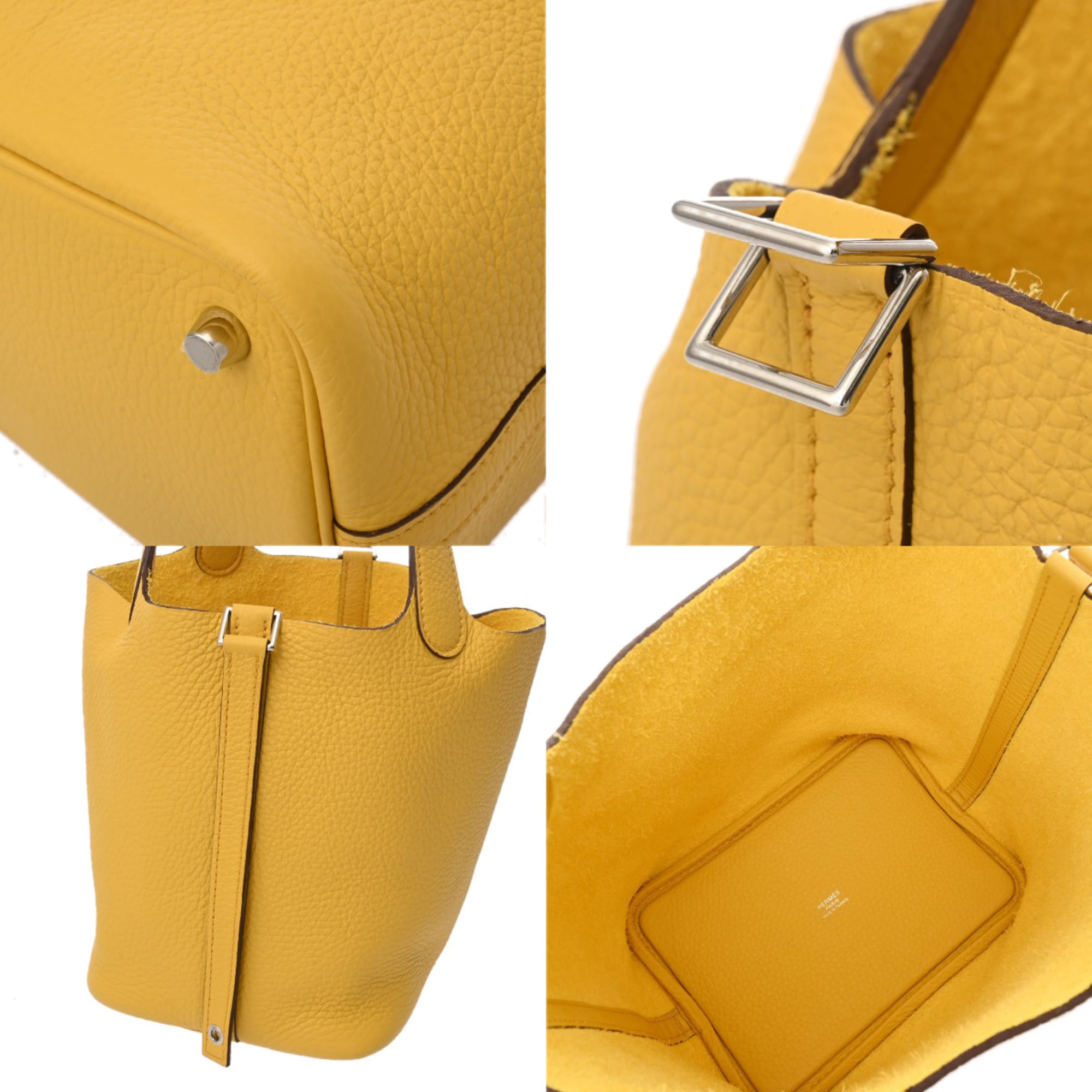 Hermes Silver Taurillon Clemence Leather Handbag (Pre-Owned)