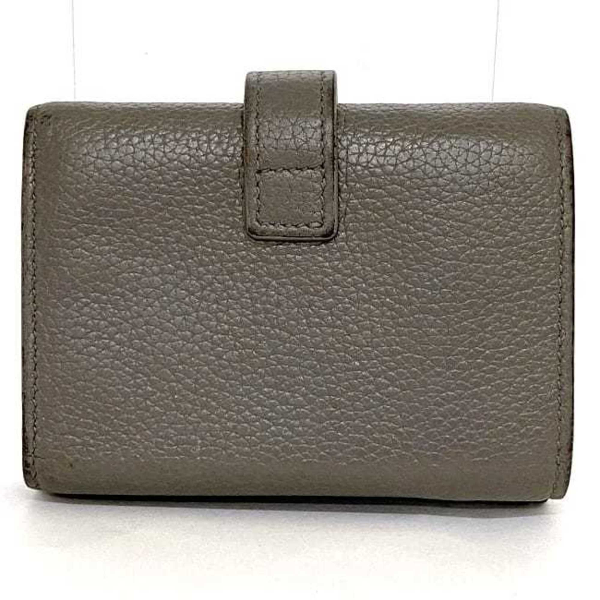 Yves Saint Laurent Gray Leather Wallet (Tri-Fold) (Pre-Owned)