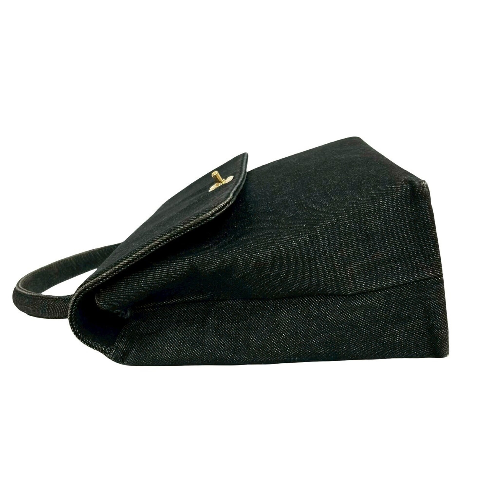 Chanel Black Cotton Leather Handbag Tote Bag (Pre-Owned)