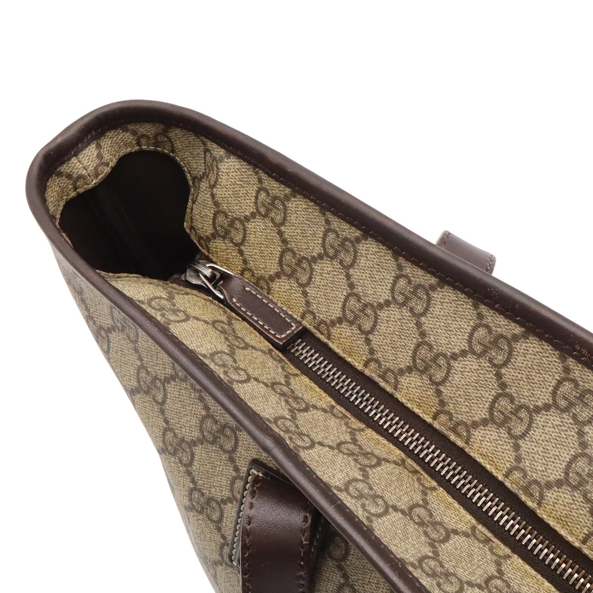 Gucci Beige Dark Brown Khaki Gg Supreme Shoulder Bag Tote Bag (Pre-Owned)