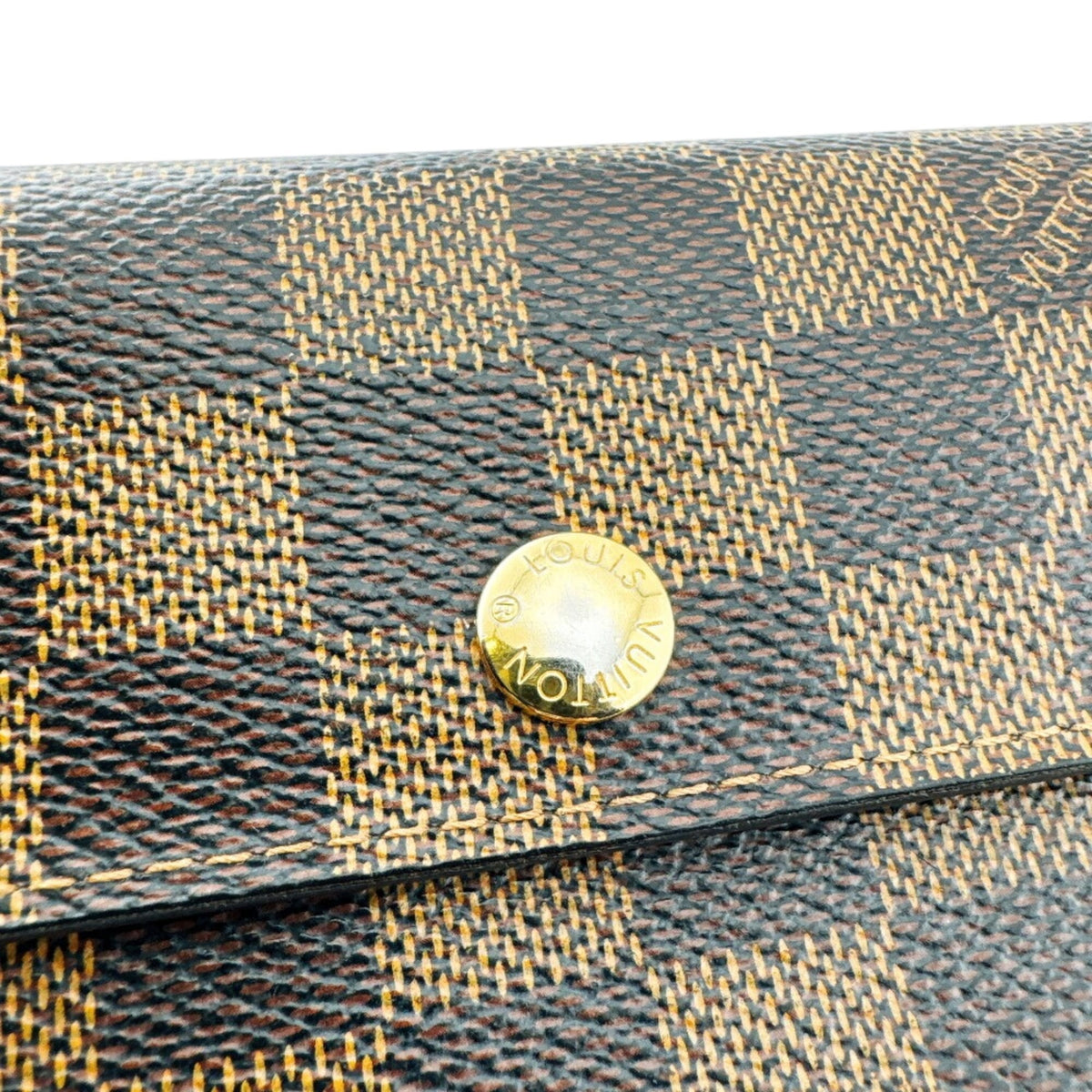 Louis Vuitton Damier Brown Leather Wallet (Tri-Fold) (Pre-Owned)