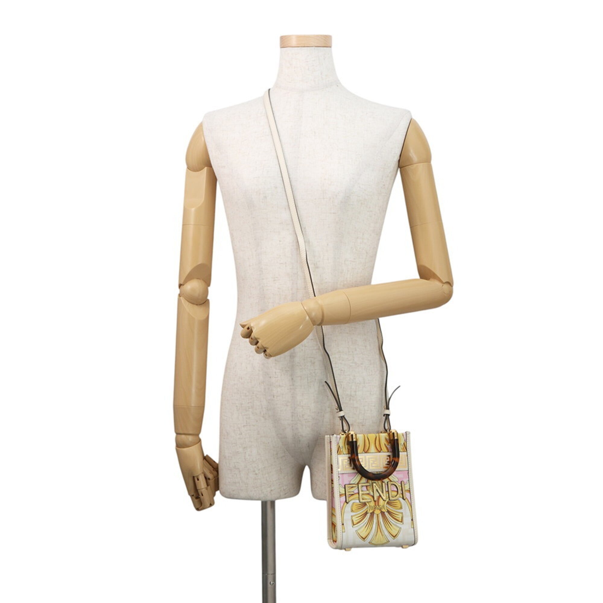 Fendi White Yellow Leather Handbag Shoulder Bag (Pre-Owned)