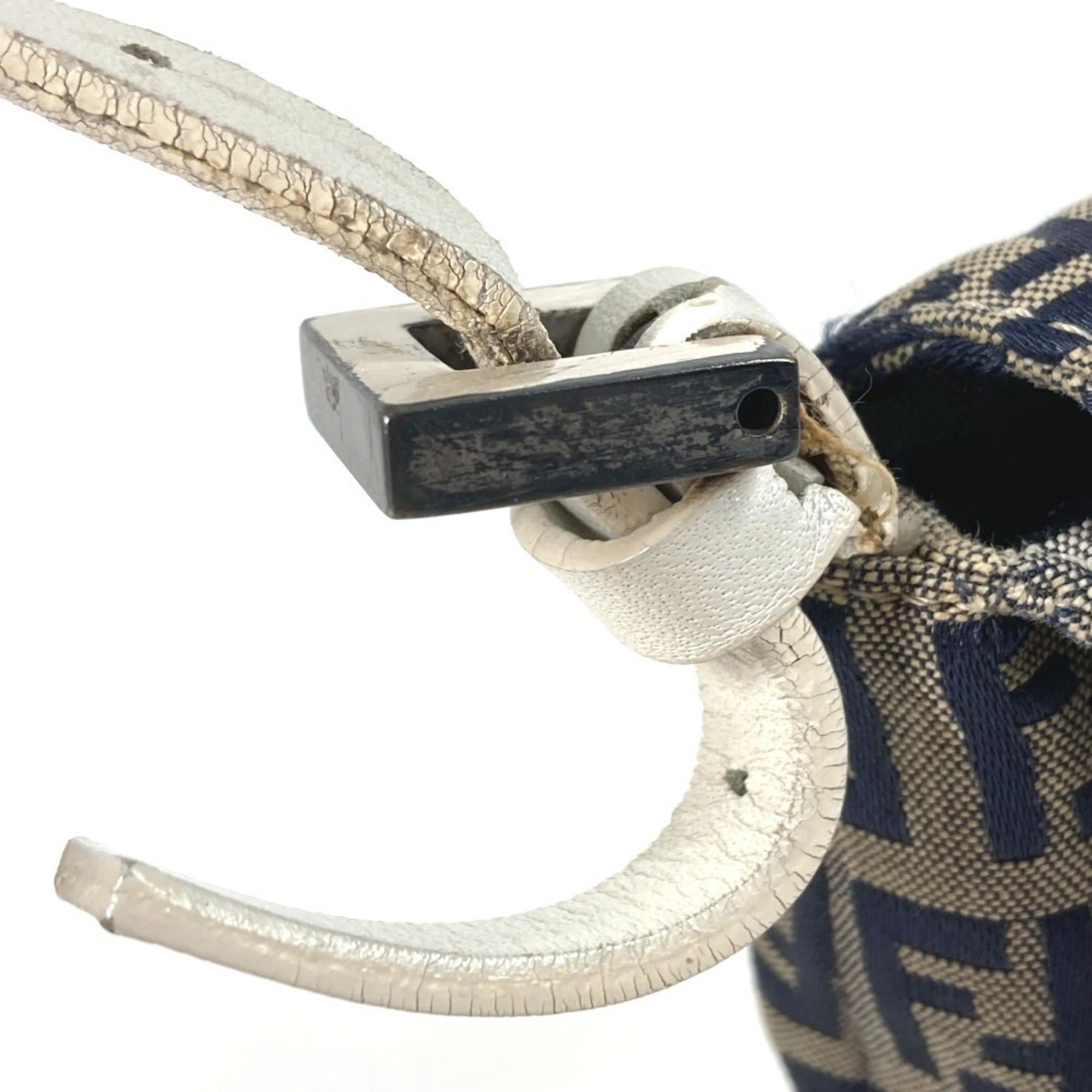 Fendi Navy White Zucchino Handbag Shoulder Bag (Pre-Owned)