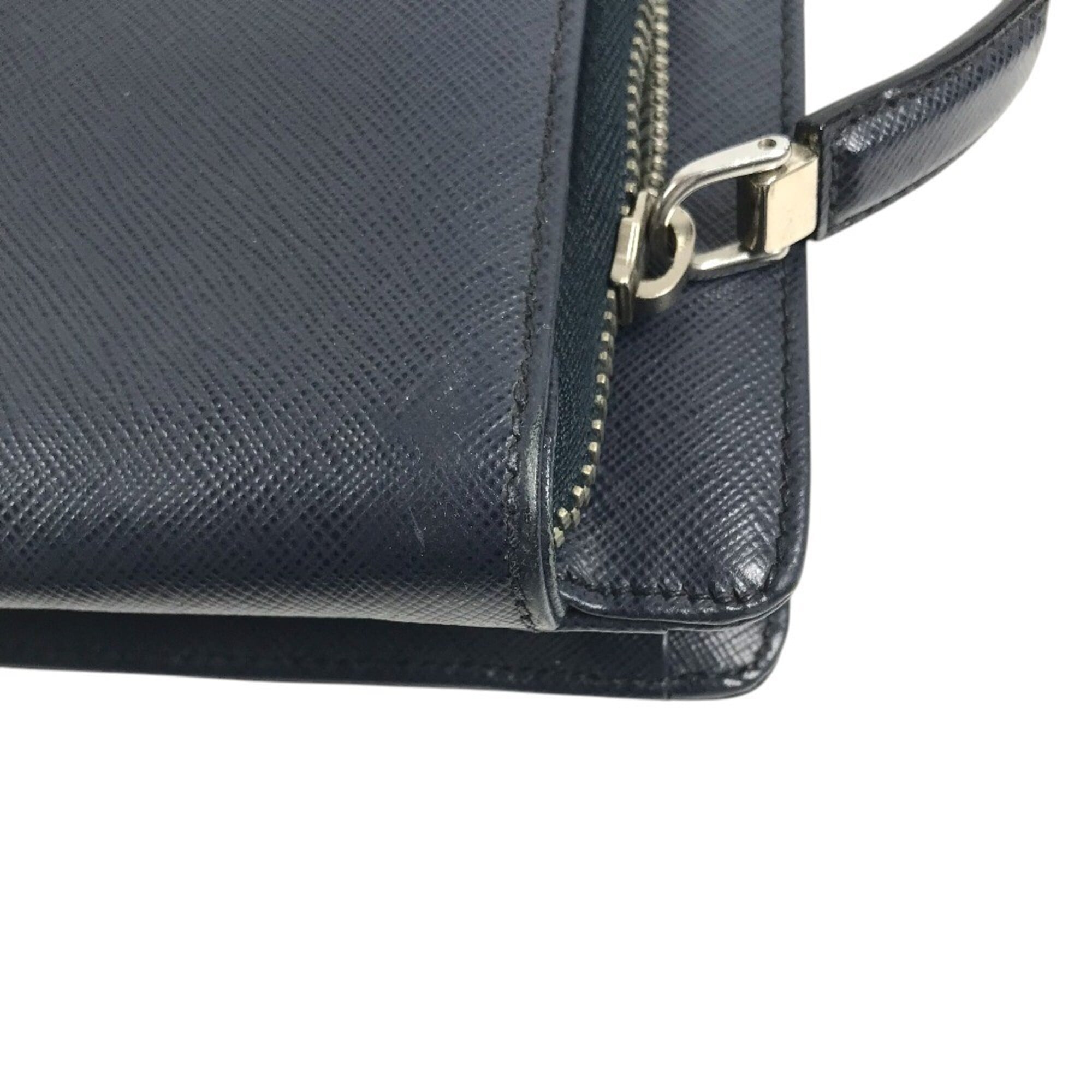 Prada Blue Leather Briefcase (Pre-Owned)
