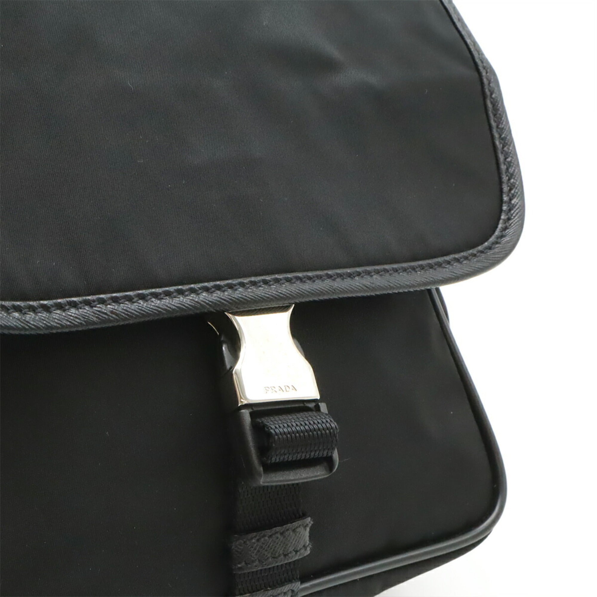 Prada Black Nero Nylon Leather Pochette Shoulder Bag (Pre-Owned)