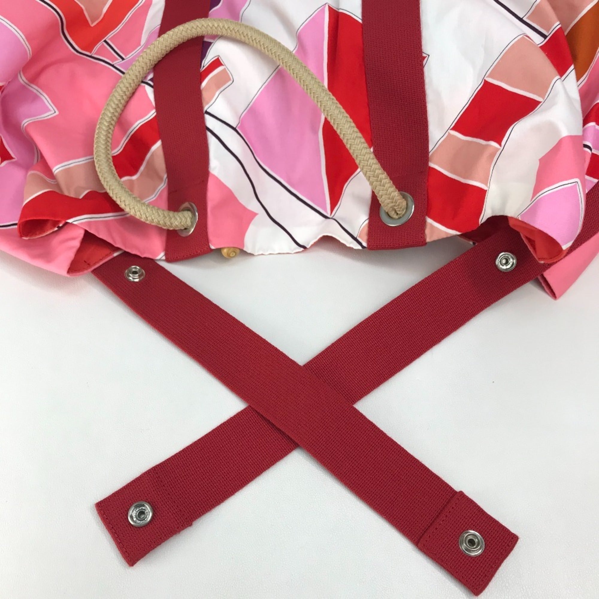 Hermes Pink Red Color Cotton Beach Bag Tote Bag (Pre-Owned)