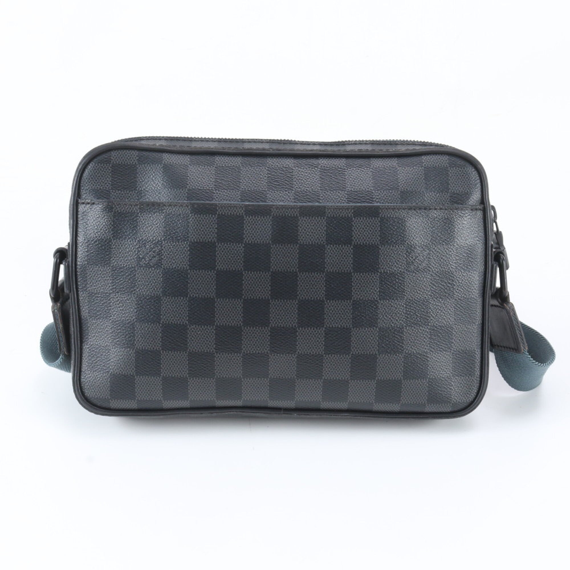 Louis Vuitton Black Leather Coated Canvas Messenger Bag Shoulder Bag (Pre-Owned)