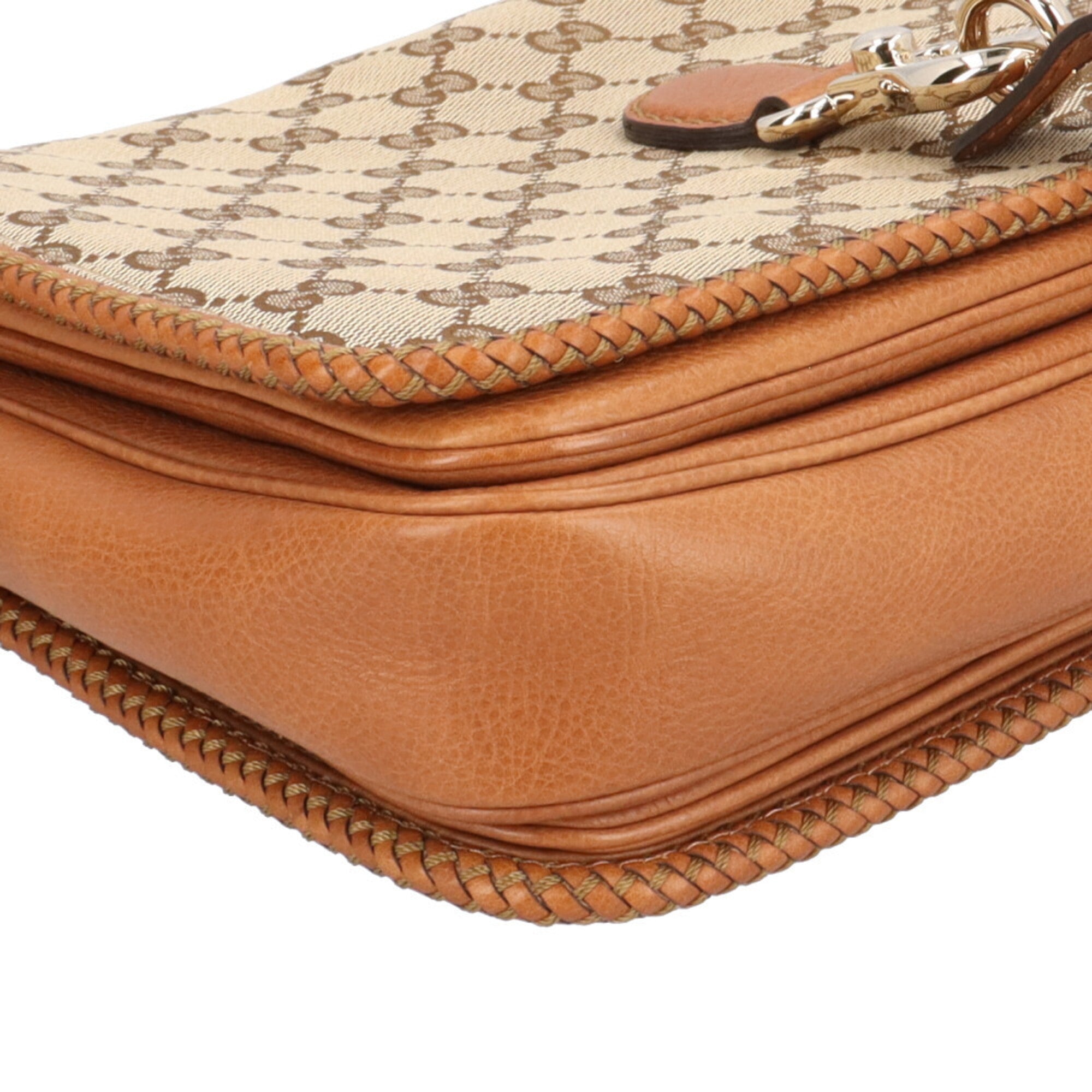 Gucci Gg Canvas Beige Beige Brown Gg Canvas Shoulder Bag (Pre-Owned)