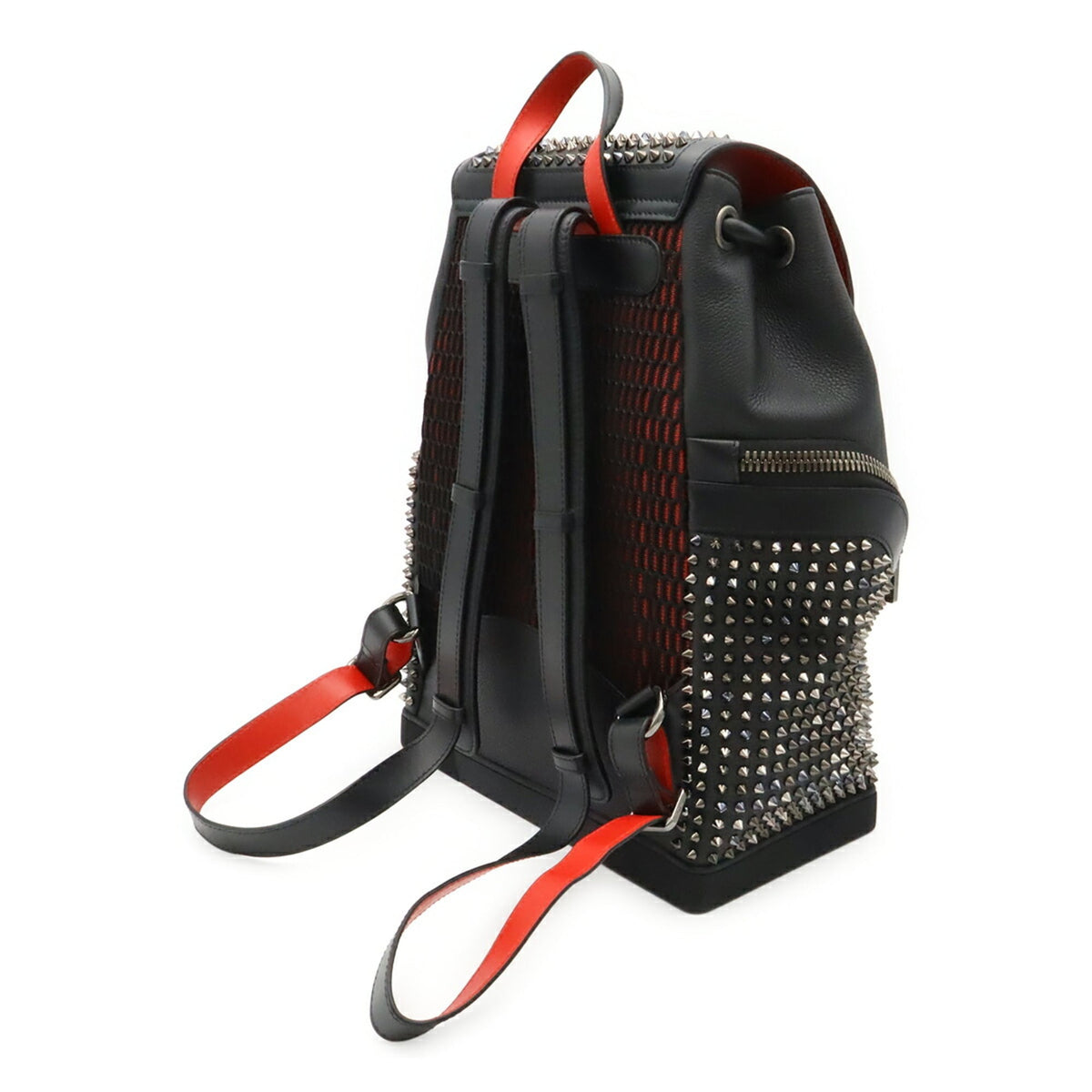 Christian Louboutin Black Red Color Leather Rubber Backpack (Pre-Owned)