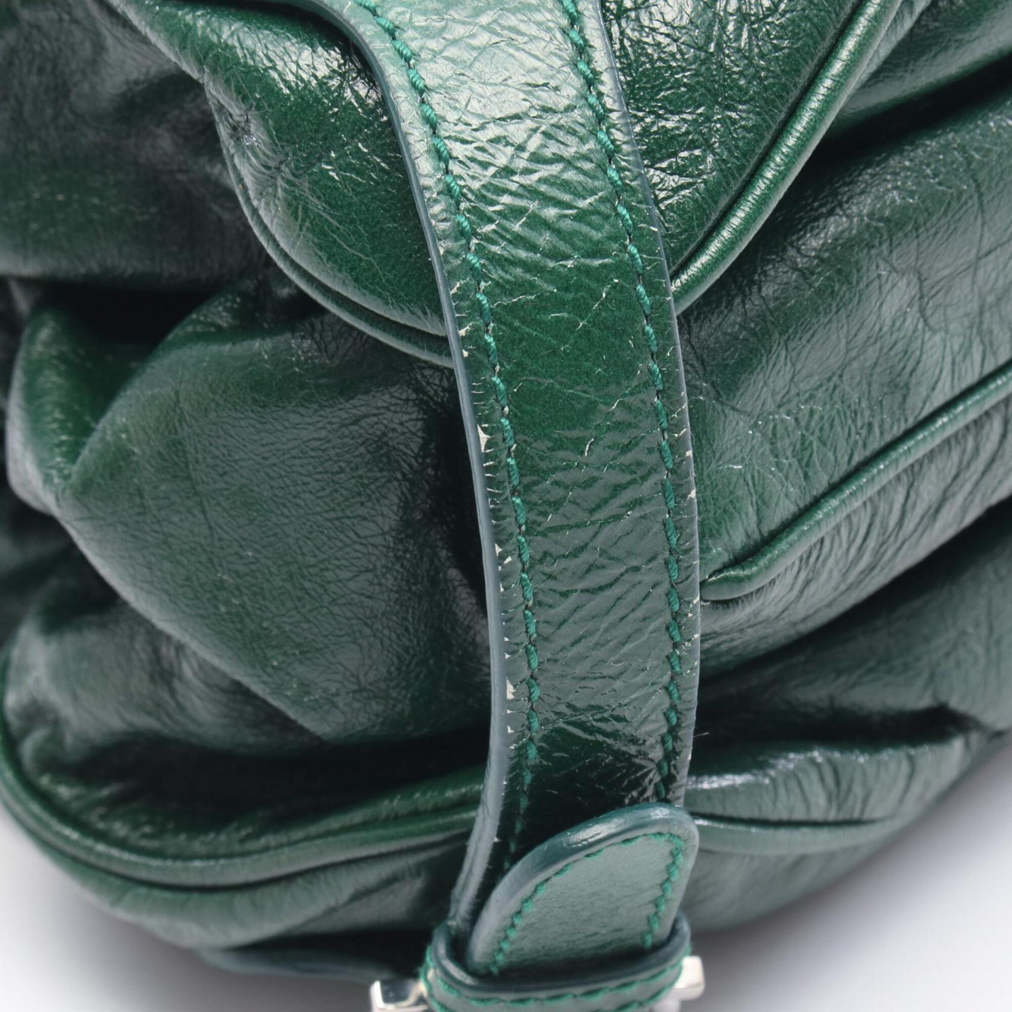 Salvatore Ferragamo Green Leather Handbag Shoulder Bag (Pre-Owned)