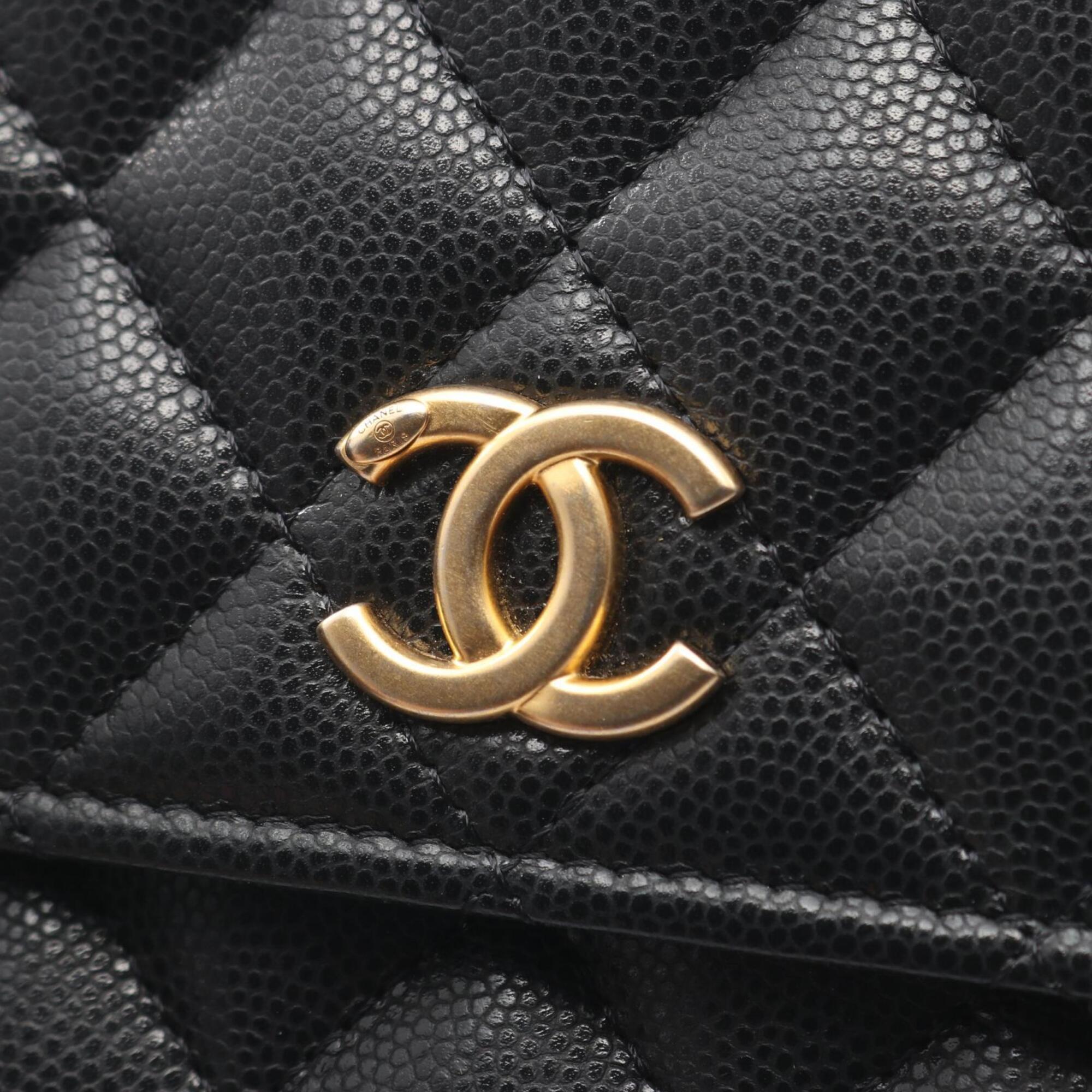 Chanel Matelasse Black Grained Calfskin Handbag Shoulder Bag (Pre-Owned)