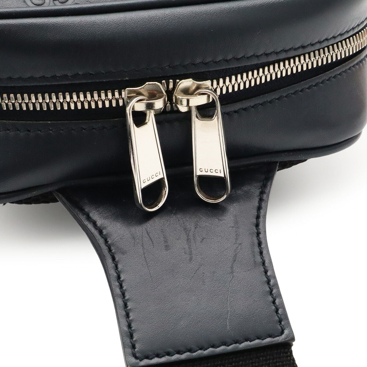 Gucci Guccissima Navy Leather Shoulder Bag Sling Bag (Pre-Owned)