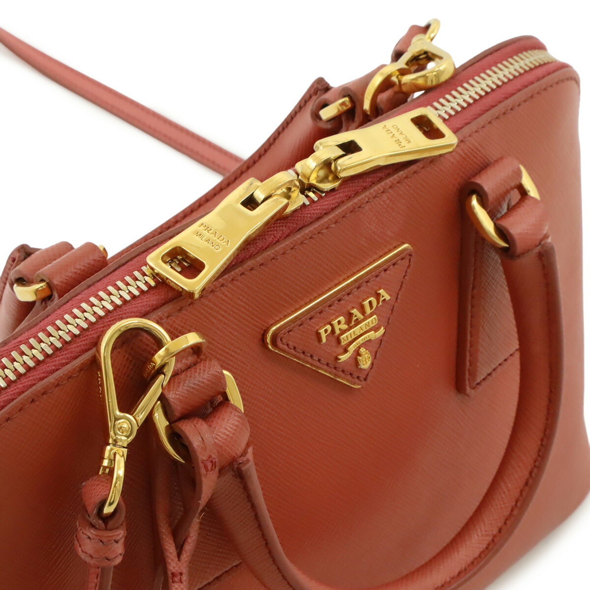 Prada Pink Leather Handbag Shoulder Bag (Pre-Owned)