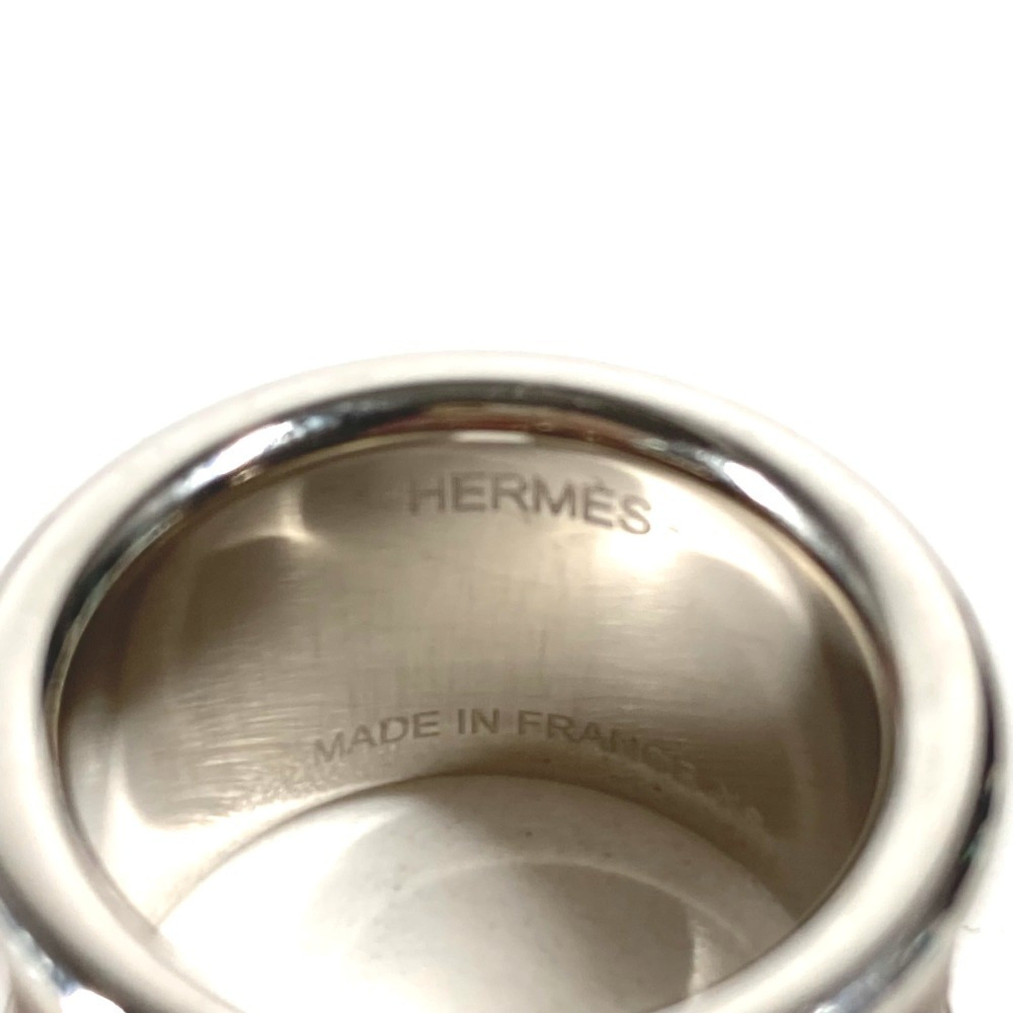 Hermes Etoupe Gray Gray Leather Band Ring (Pre-Owned)