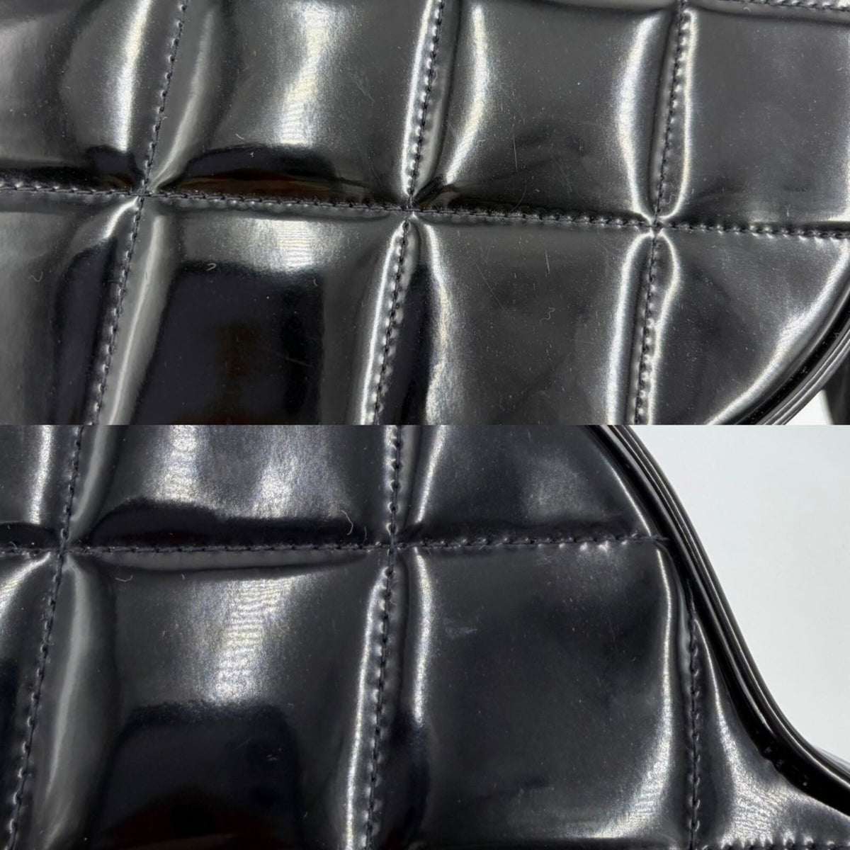 Chanel Matelasse Black Patent Leather Handbag (Pre-Owned)