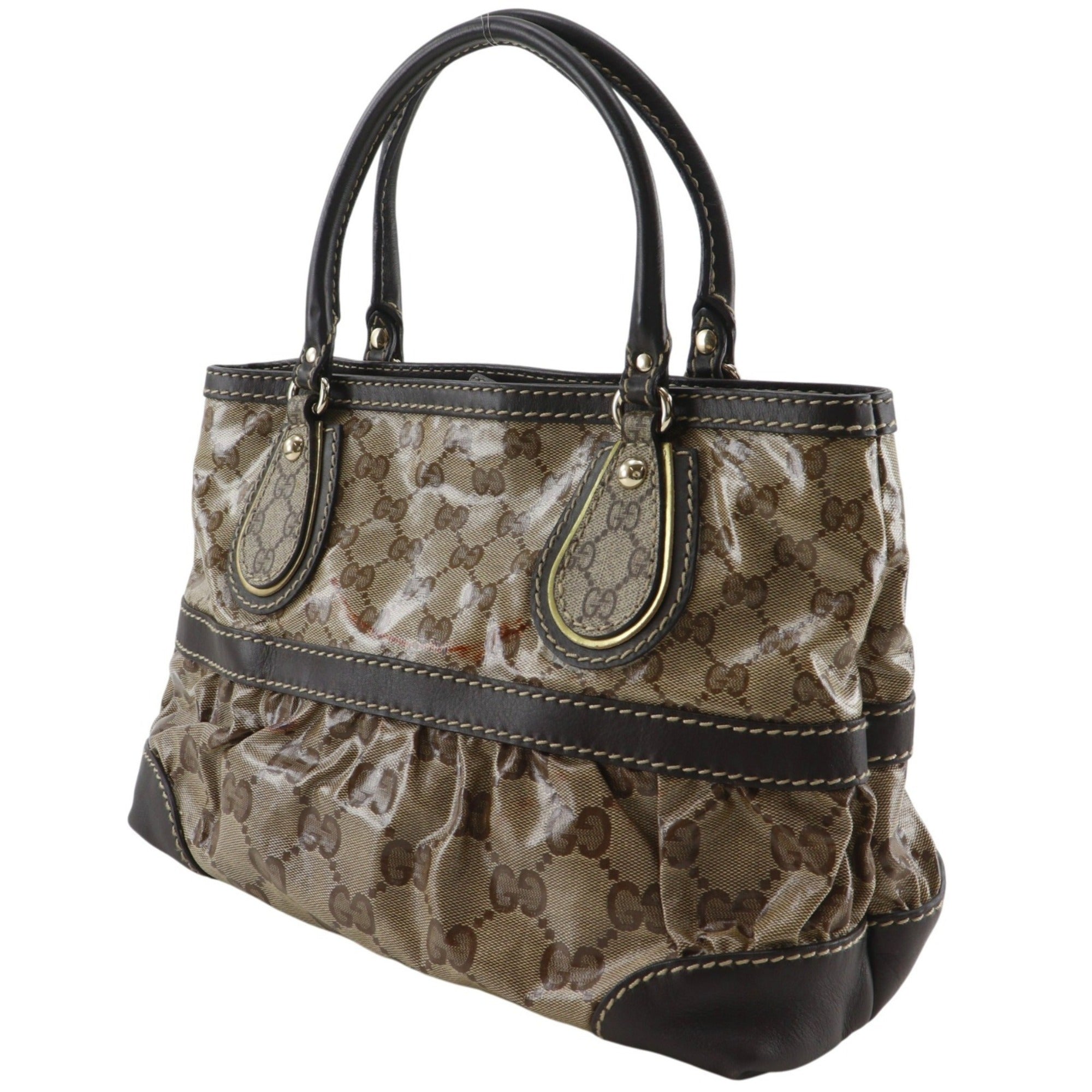Gucci Brown Coated Canvas Tote Bag (Pre-Owned)