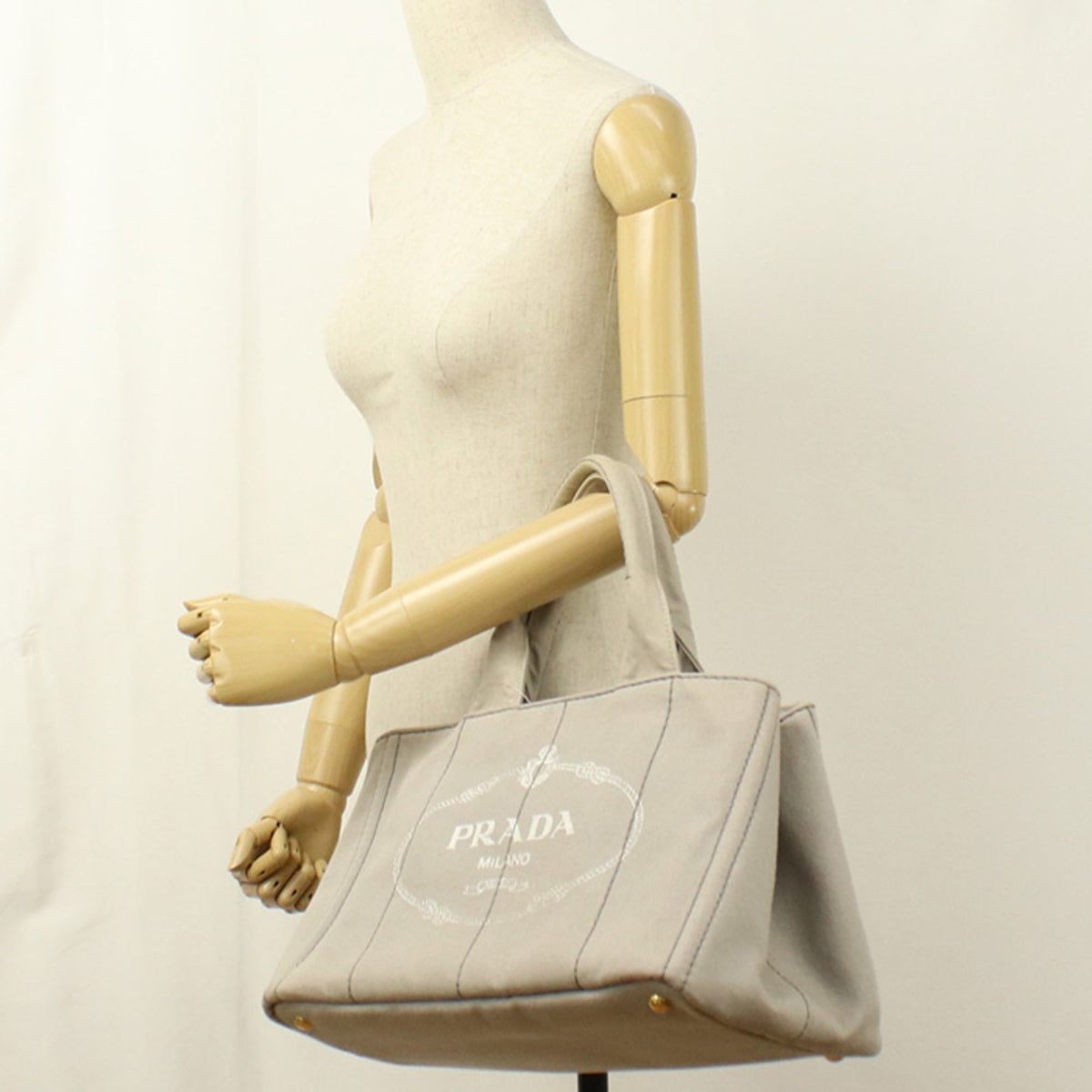 Prada Gray Canvas Tote Bag (Pre-Owned)