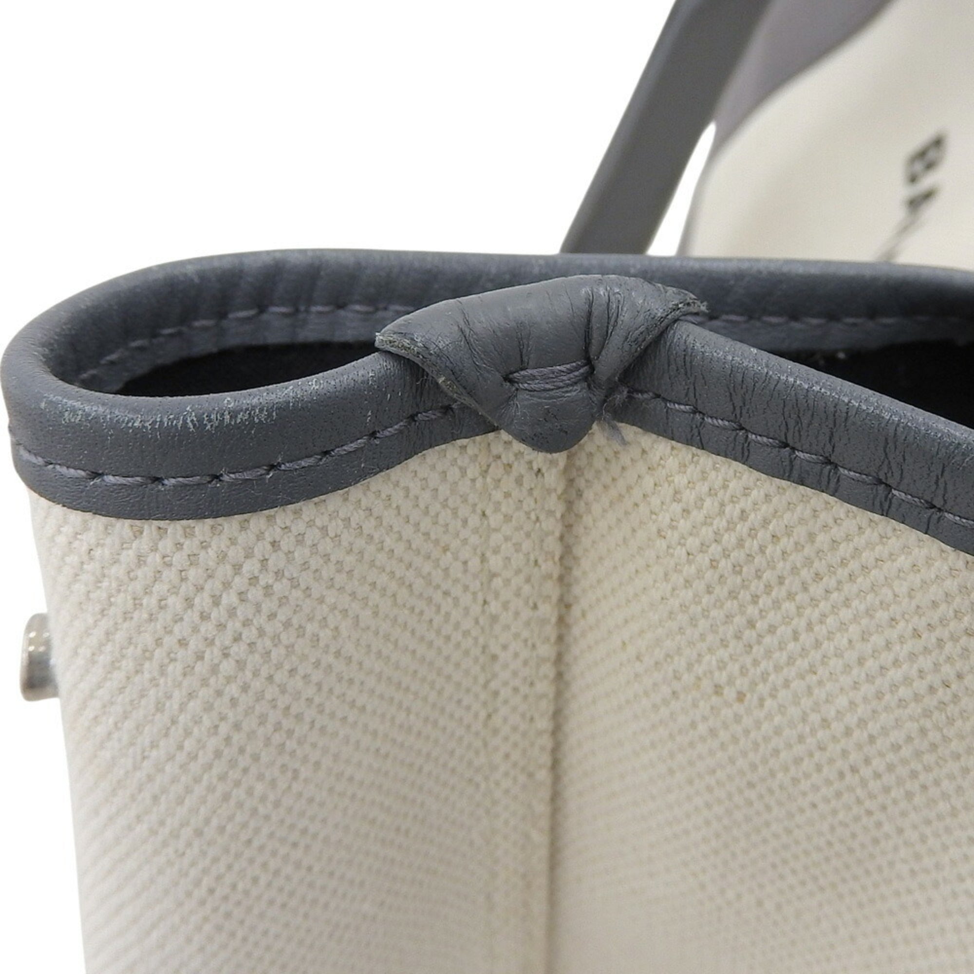 Balenciaga Gray White Canvas Leather Pouch Tote Bag (Pre-Owned)