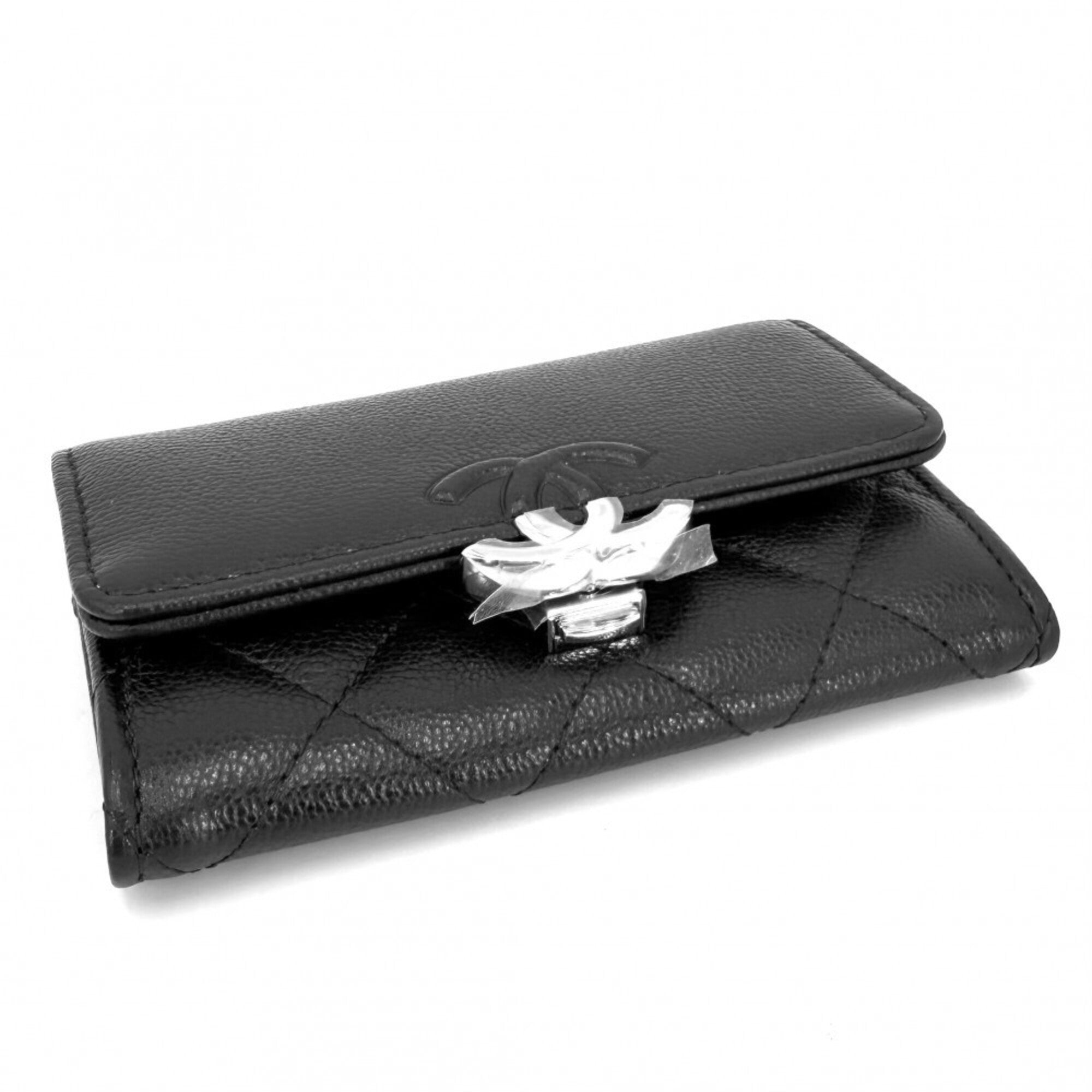 Chanel Matelasse Black Grained Calfskin Coin Purse/Coin Case (Pre-Owned)