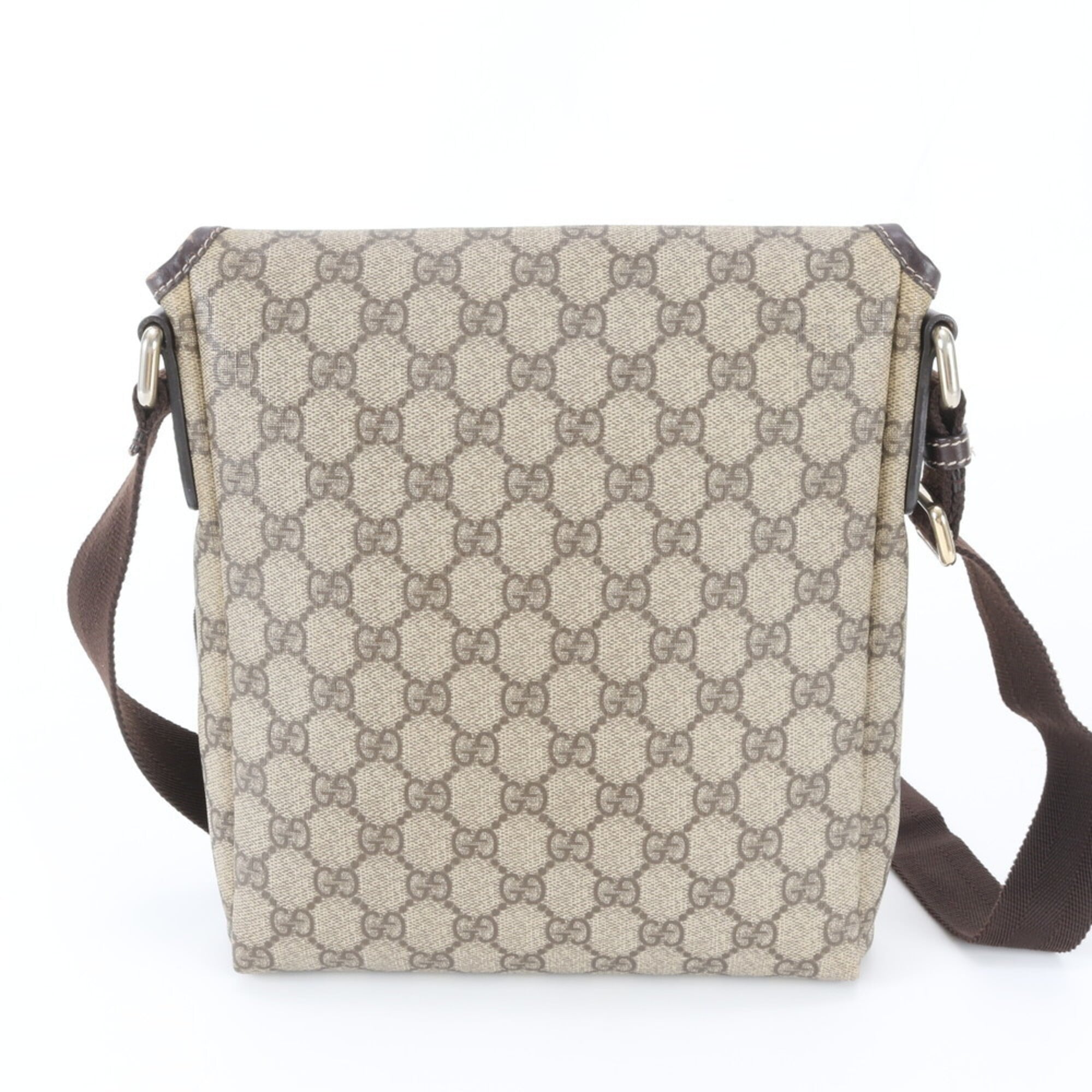 Gucci Beige Leather Coated Canvas Messenger Bag Shoulder Bag (Pre-Owned)