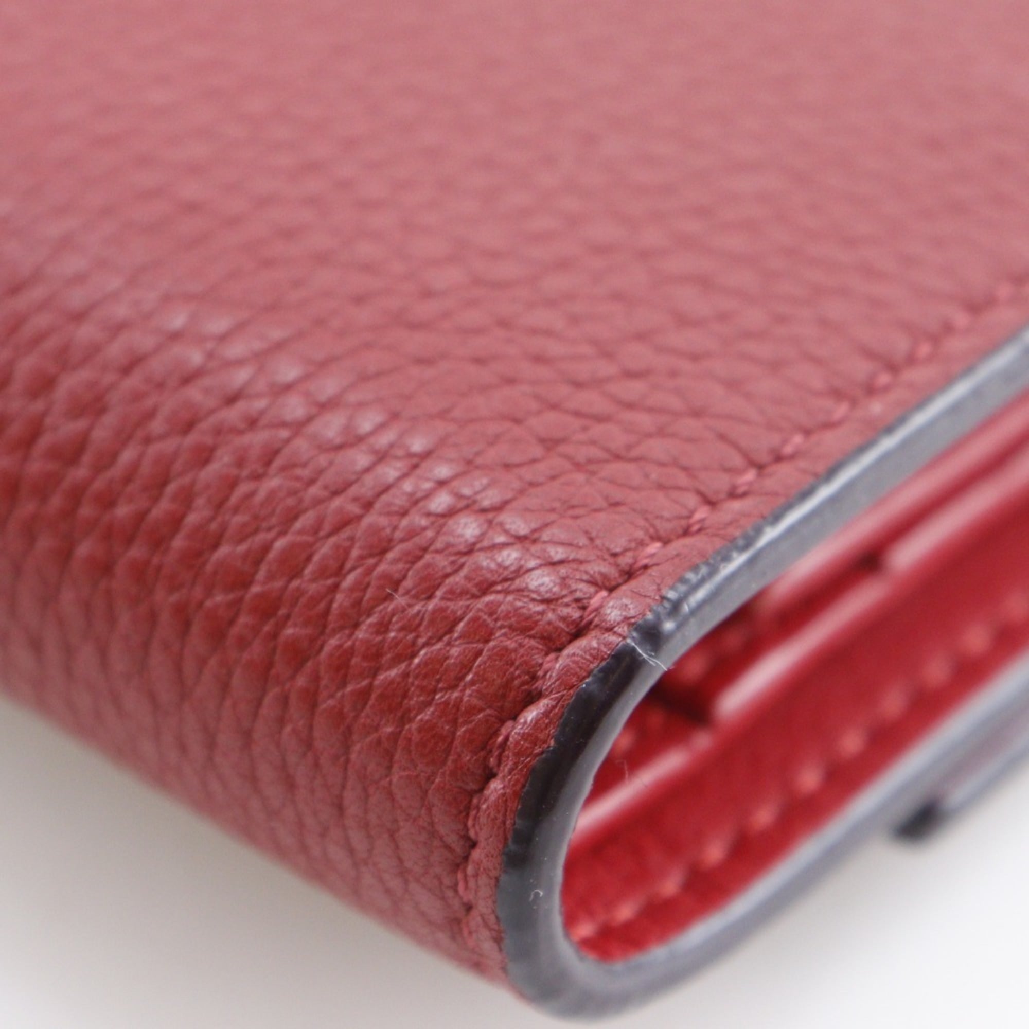 Celine Red Color Leather Wallet (Tri-Fold) (Pre-Owned)