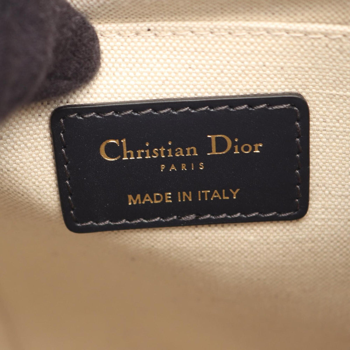 Christian Dior Beige Navy Leather Canvas Backpack Handbag (Pre-Owned)