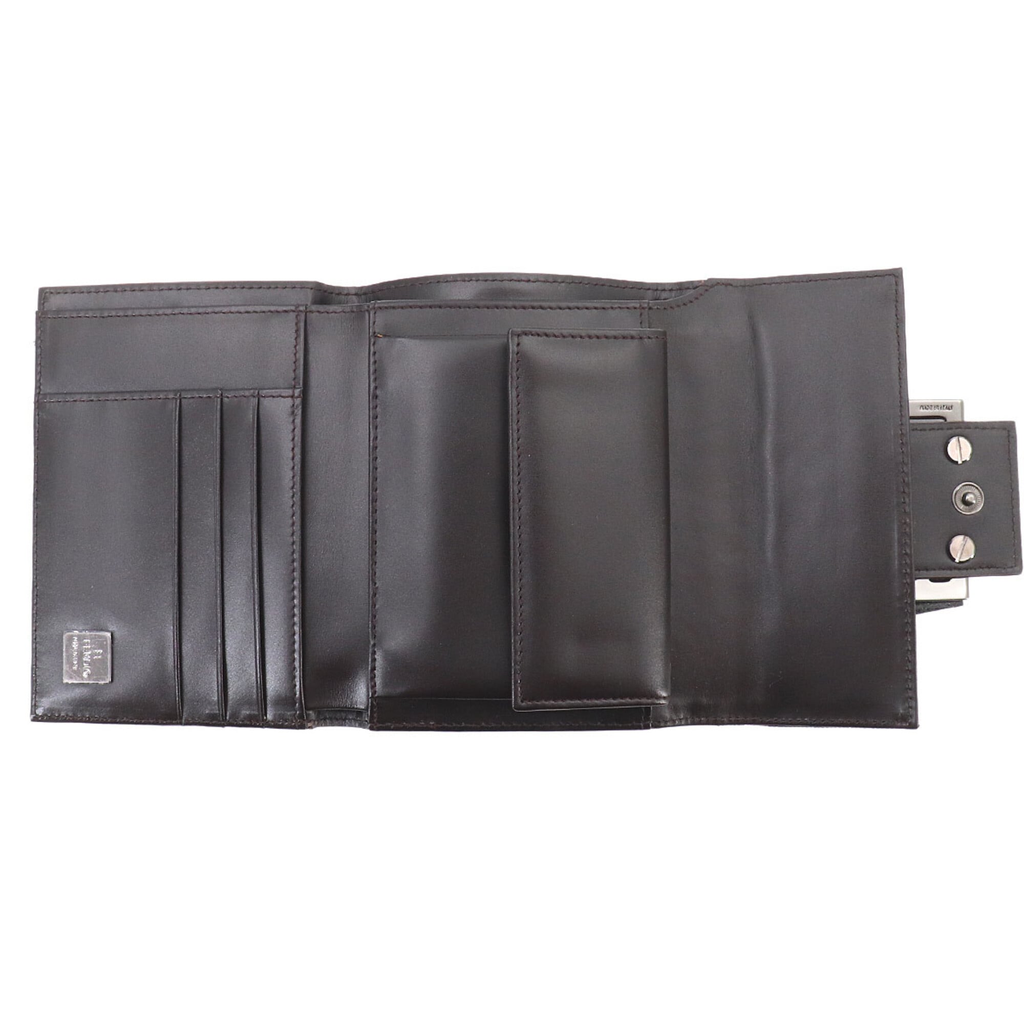 Fendi Brown Canvas Leather Wallet (Tri-Fold) (Pre-Owned)