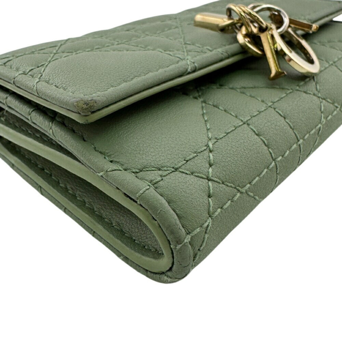 Christian Dior Green Leather Wallet (Bi-Fold) (Pre-Owned)