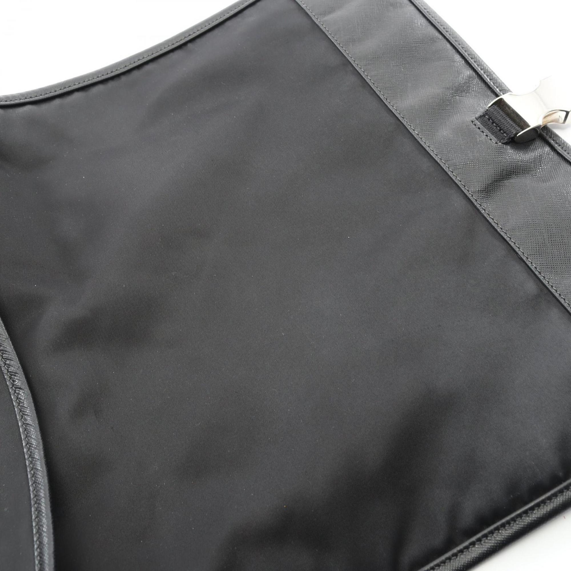 Prada Black Nylon Saffiano Triangle Shoulder Bag (Pre-Owned)