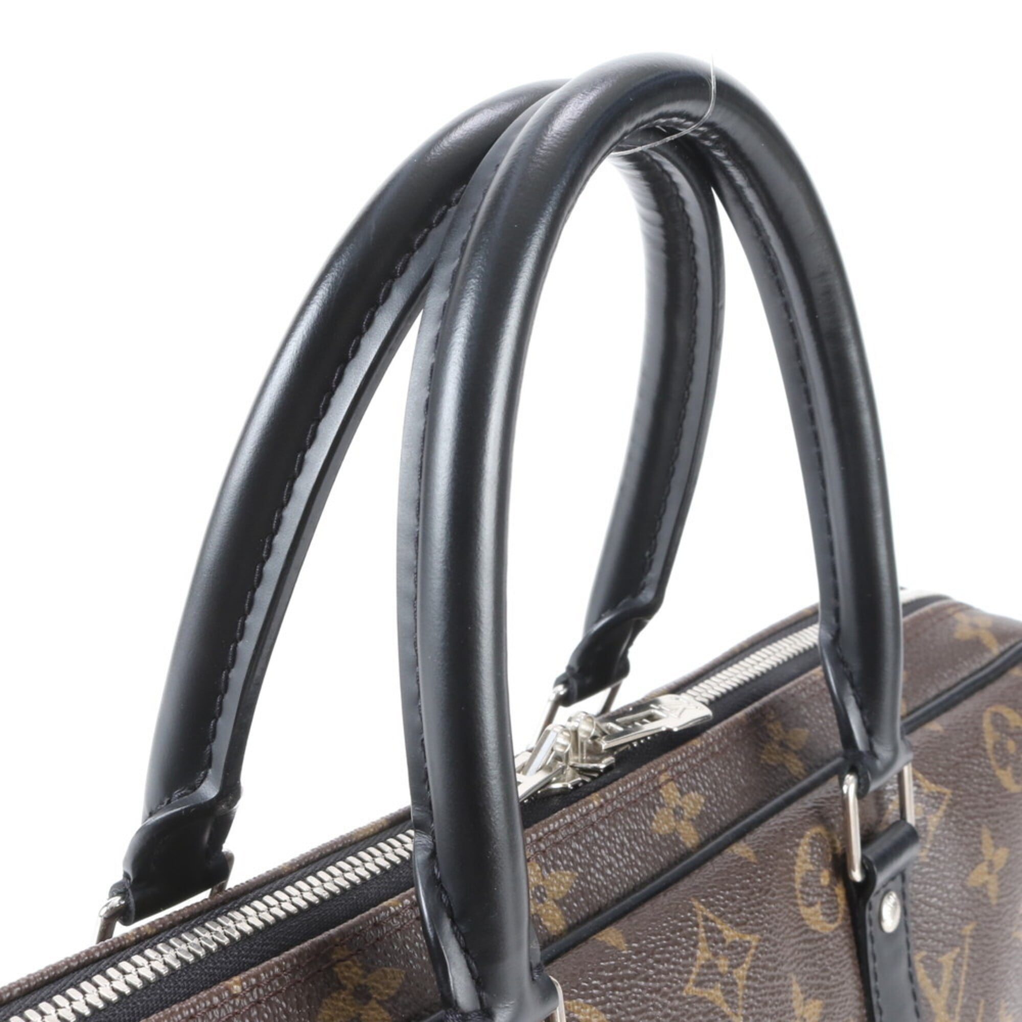 Louis Vuitton Black Brown Monogram Macassar Coated Canvas Leather Handbag (Pre-Owned)