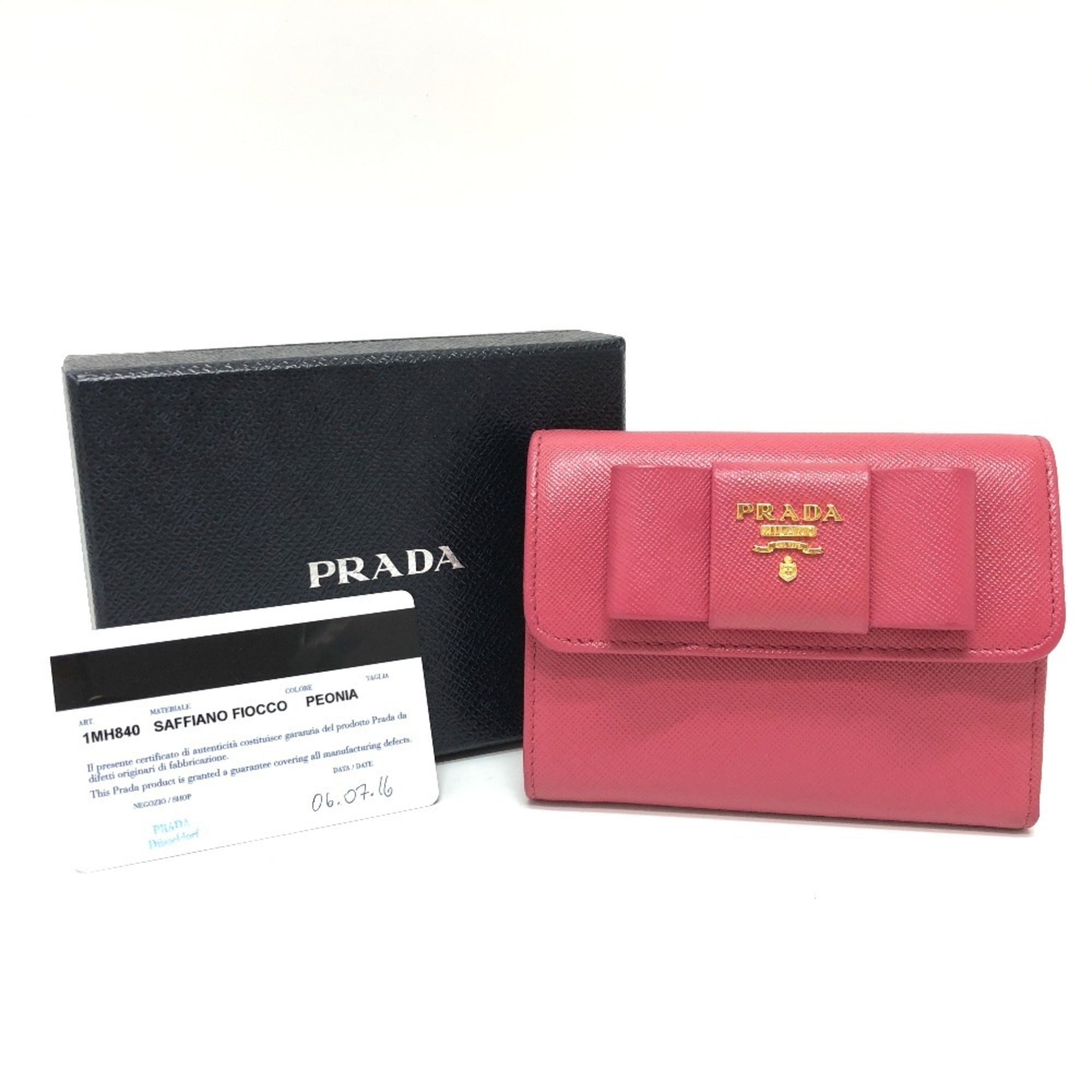 Prada Peonia Pink Saffiano Wallet (Tri-Fold) (Pre-Owned)