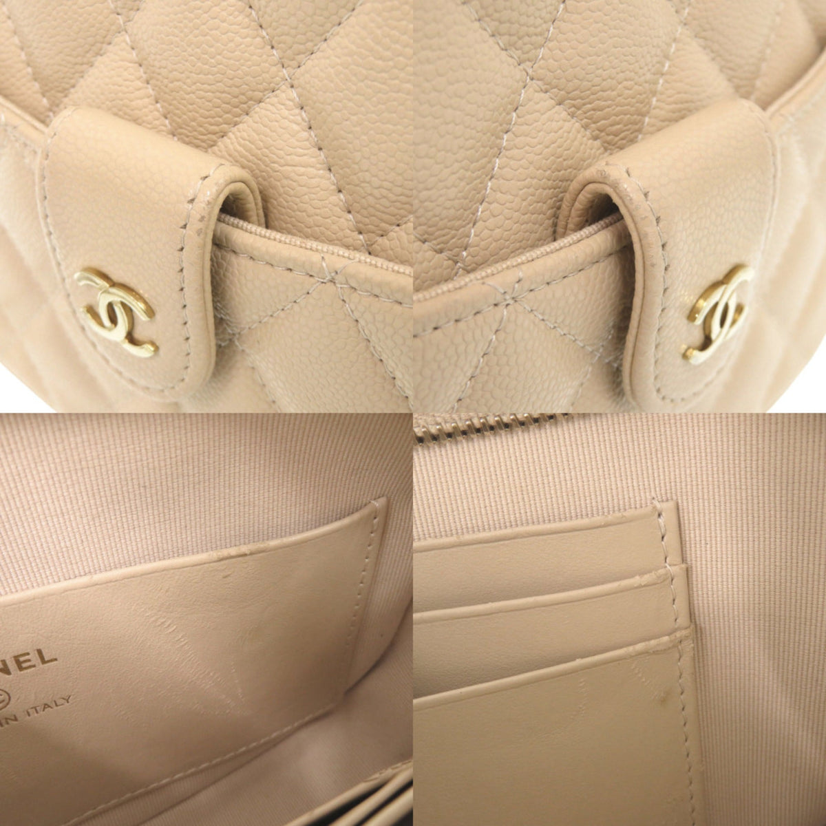 Chanel Beige Grained Calfskin Shoulder Bag (Pre-Owned)